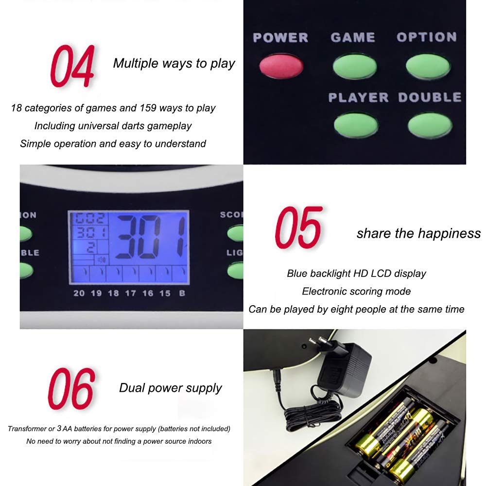 Professional Electronic Dartboard Set with 18 Games & 159 Options - 6 Soft Tip Darts Included - Perfect for Bars, Offices & Home Entertainment | Fun Sports Game for Adults & Parties