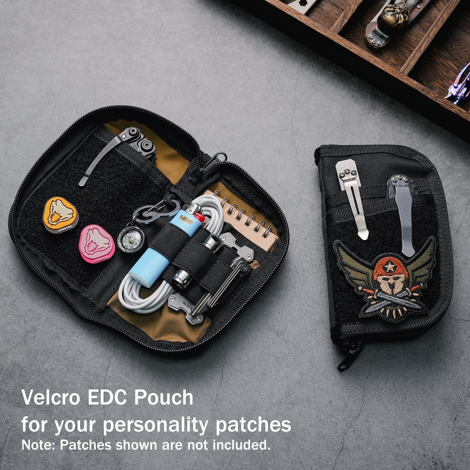 VIPERADE VE22 EDC Pouch - 4 Pocket & 5 Elastic Loop Tool Organizer with Hook & Loop Panel - Compact Multitool Pouch for Everyday Carry (EDC) - Perfect for Tactical Gear, Camping Tools, and Outdoor Equipment Organization