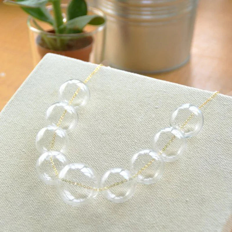 Elegant French Multi-Layer Clear Glass Bubble Bead Necklace for Women - Pearl Ball Statement Jewelry - Perfect for Weddings, Parties & Evening Events