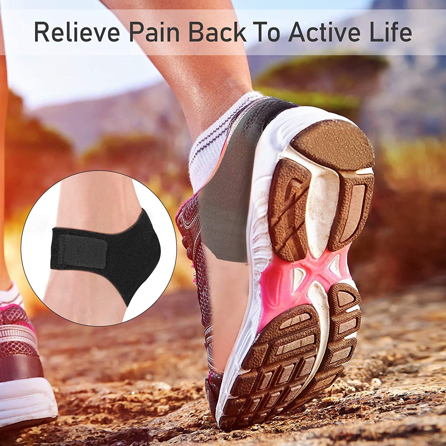 Plantar Fasciitis Heel Cups for Heel Pain Relief - Updated Support Sleeves & Pads for Men & Women (Black, M 8.5-12/W 10-13) - Ideal for Running, Walking, Work & Daily Comfort