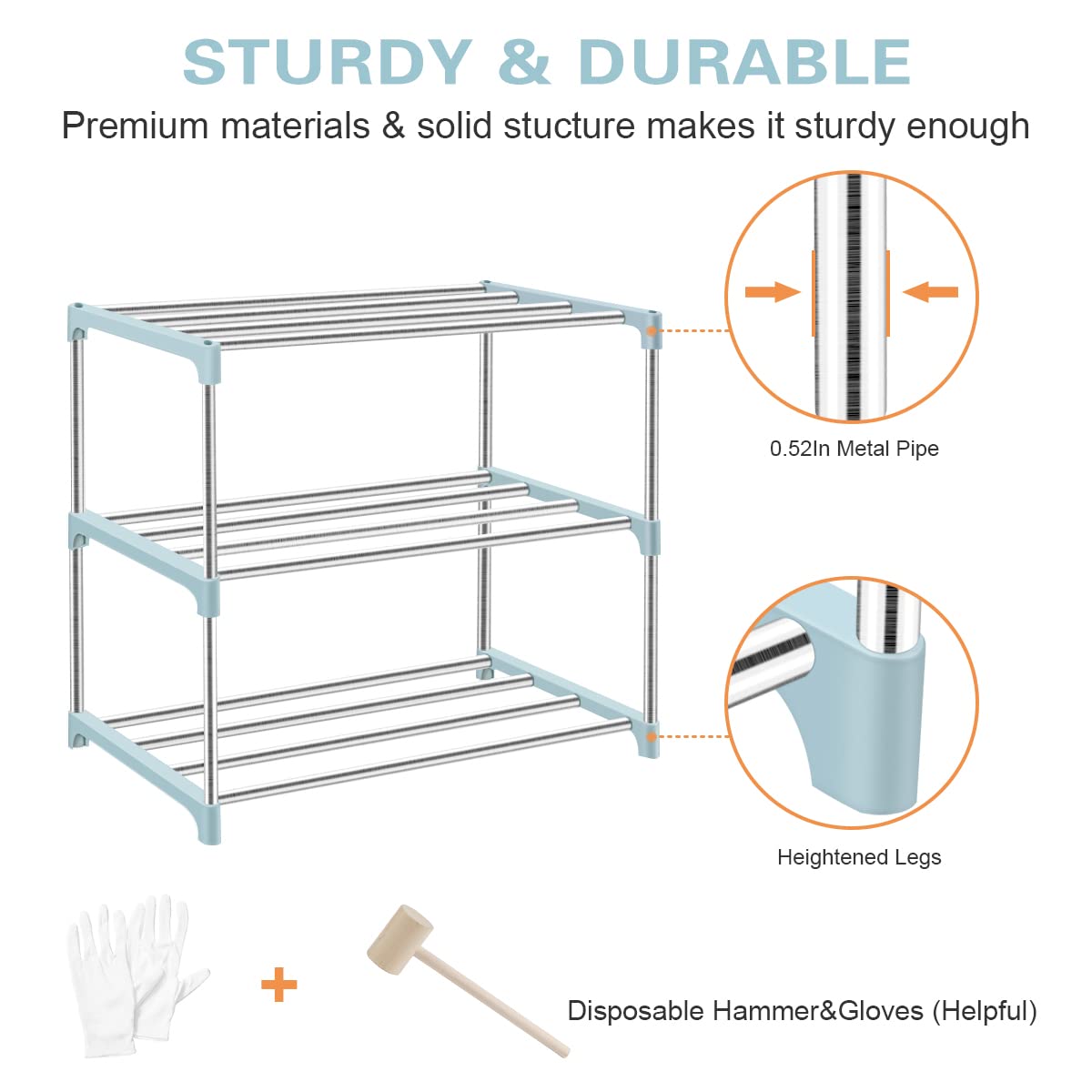 Sunvito 3-Tier Stackable Shoe Rack - Lightweight Shoe Storage Organizer for Closet, Entryway, Hallway & Living Room | Space-Saving Shoe Shelf for Small Spaces | Perfect for Apartments, Dorms & Home Organization