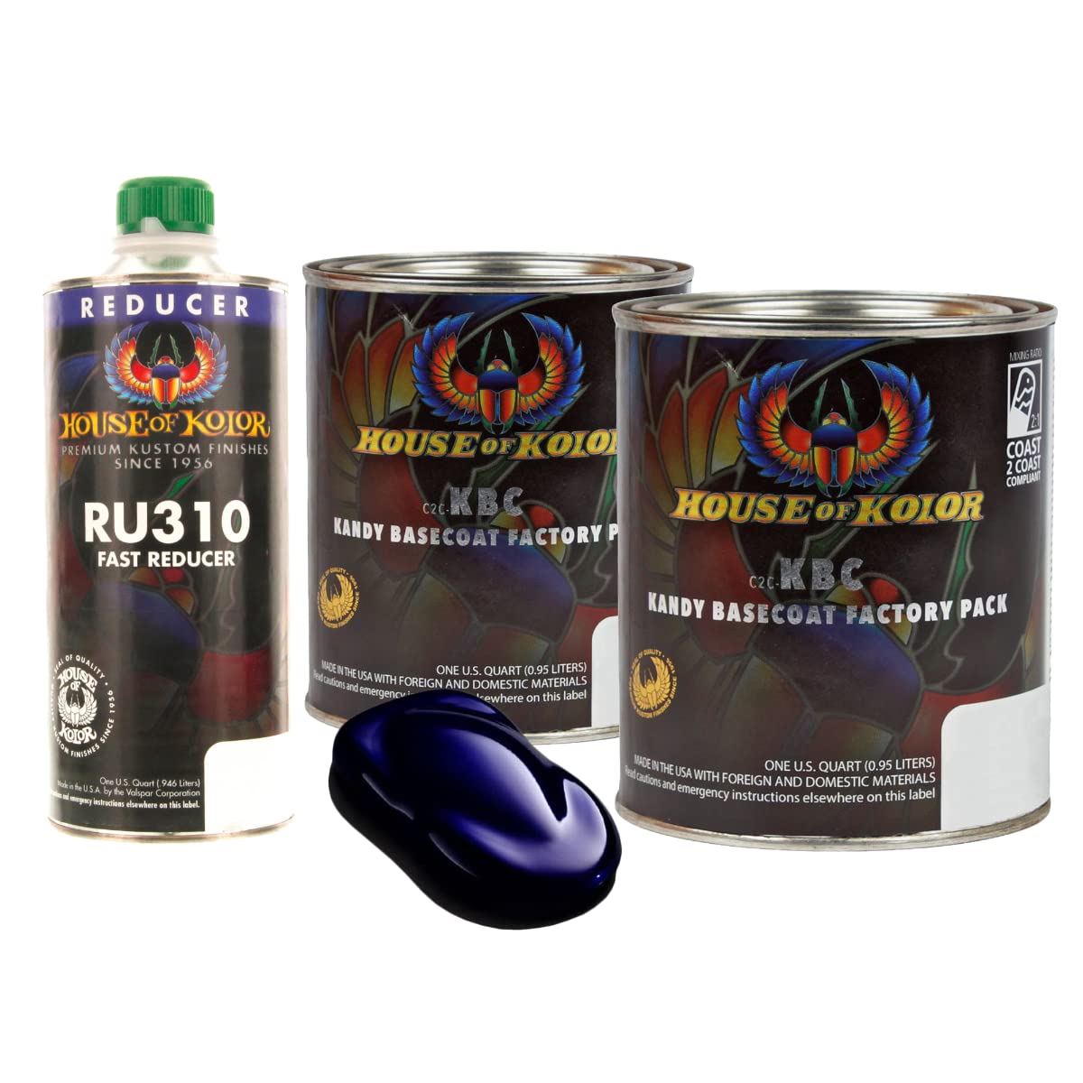 House of Kolor C2C-KBC05 Cobalt Blue Kandy Basecoat 2 Quart Kit with Fast Reducer - Premium Automotive Paint for Custom Car, Motorcycle & Bike Projects - Perfect for Show Cars, Restoration & DIY Customization