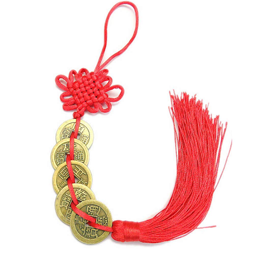 Chinese Red Endless Knot Feng Shui Coins for Wealth & Success - Lucky Charm for Home, Office Decor & Prosperity Gifts