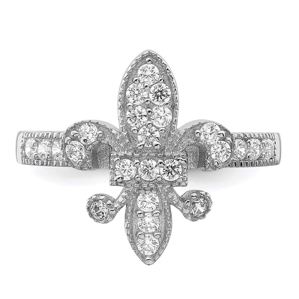 925 Sterling Silver Cubic Zirconia Fleur-de-Lis Ring for Women - Elegant Dainty Jewelry Gift for Her, Perfect for Anniversary, Birthday, Valentine's Day & Special Occasions