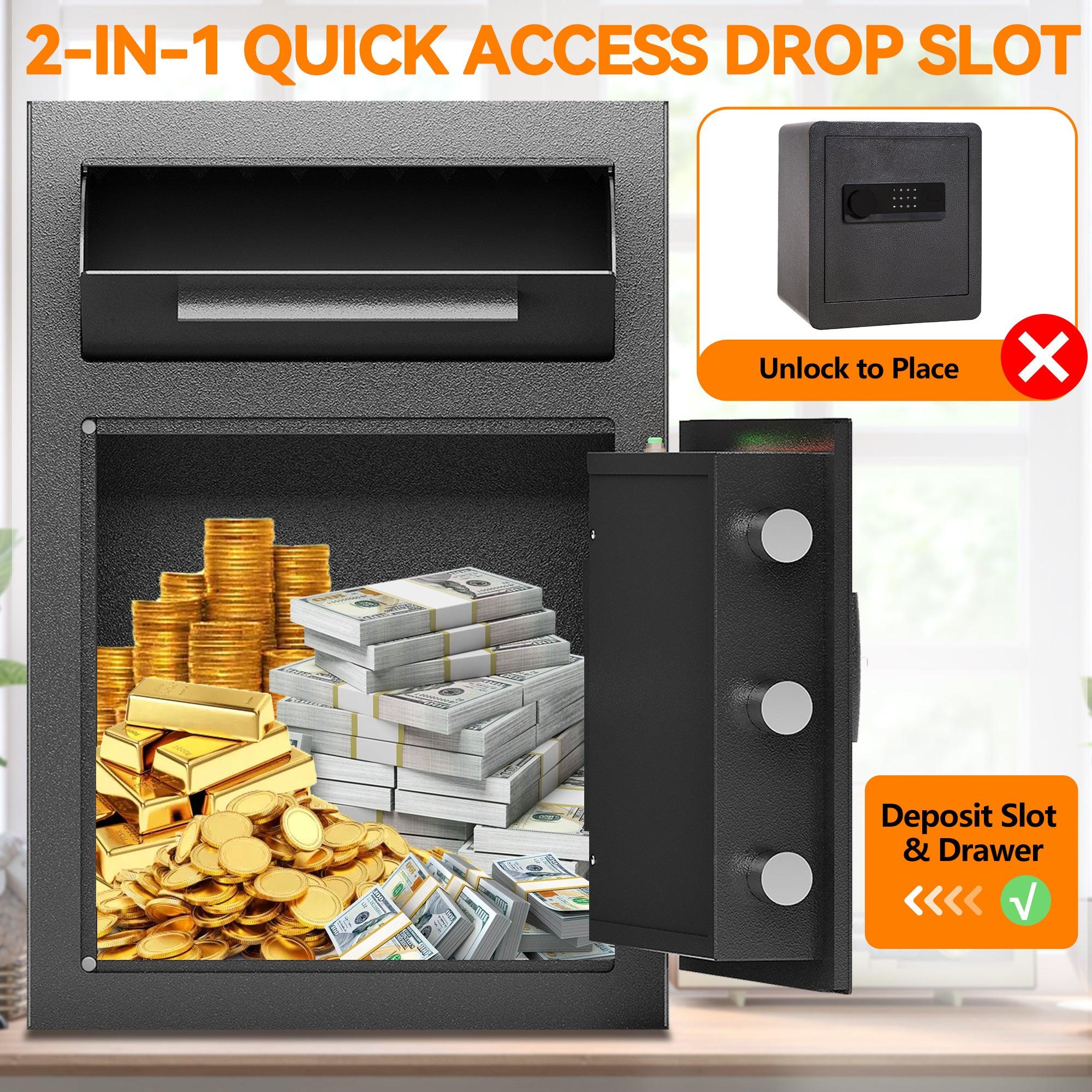 Carbon Steel Digital Depository Safe with Electronic Code Lock & Deposit Slot - Secure Cash Box for Home, Hotel, Restaurant & Office - Ideal for Retail Stores, Small Businesses and Night Drop Security
