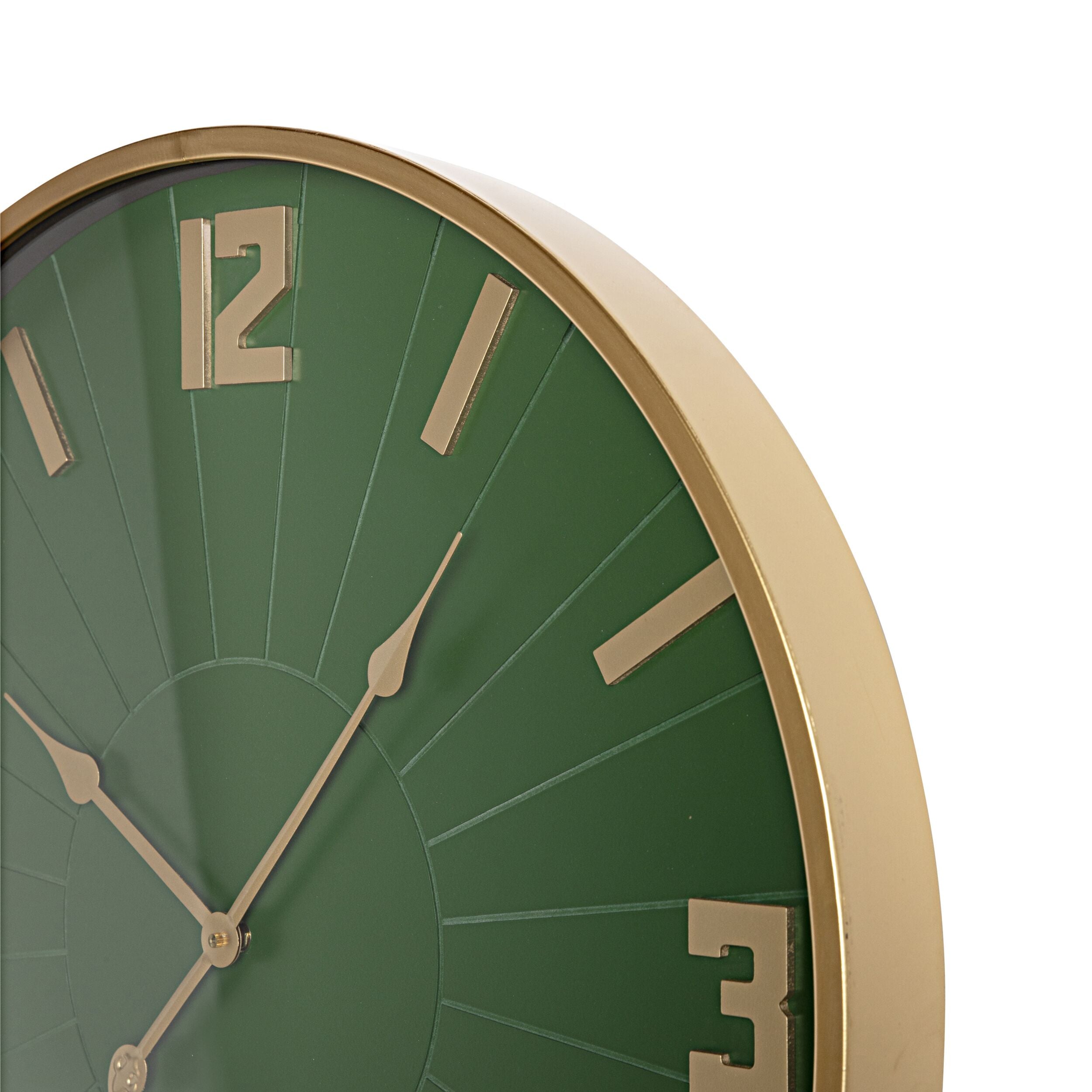 BeyondTime 26.8 Inch Green and Gold Wall Clock - Large Decorative Clock for Living Room, Bedroom, Office & Kitchen Decor