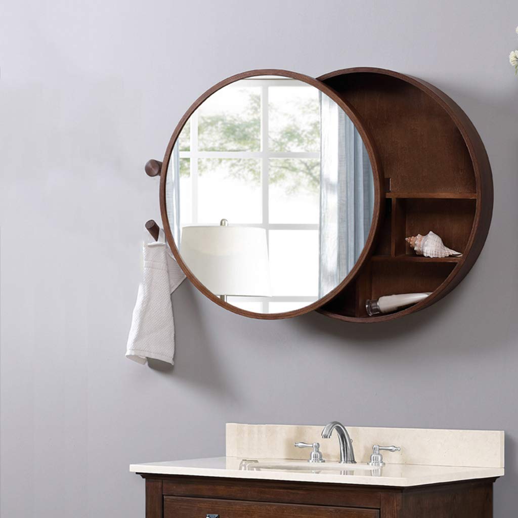 Wall-Mounted Round Mirror with Shelf - Modern Bathroom Storage Cabinet & Vanity Mirror for Small Spaces - Perfect for Powder Rooms, Guest Bathrooms & Apartment Decor