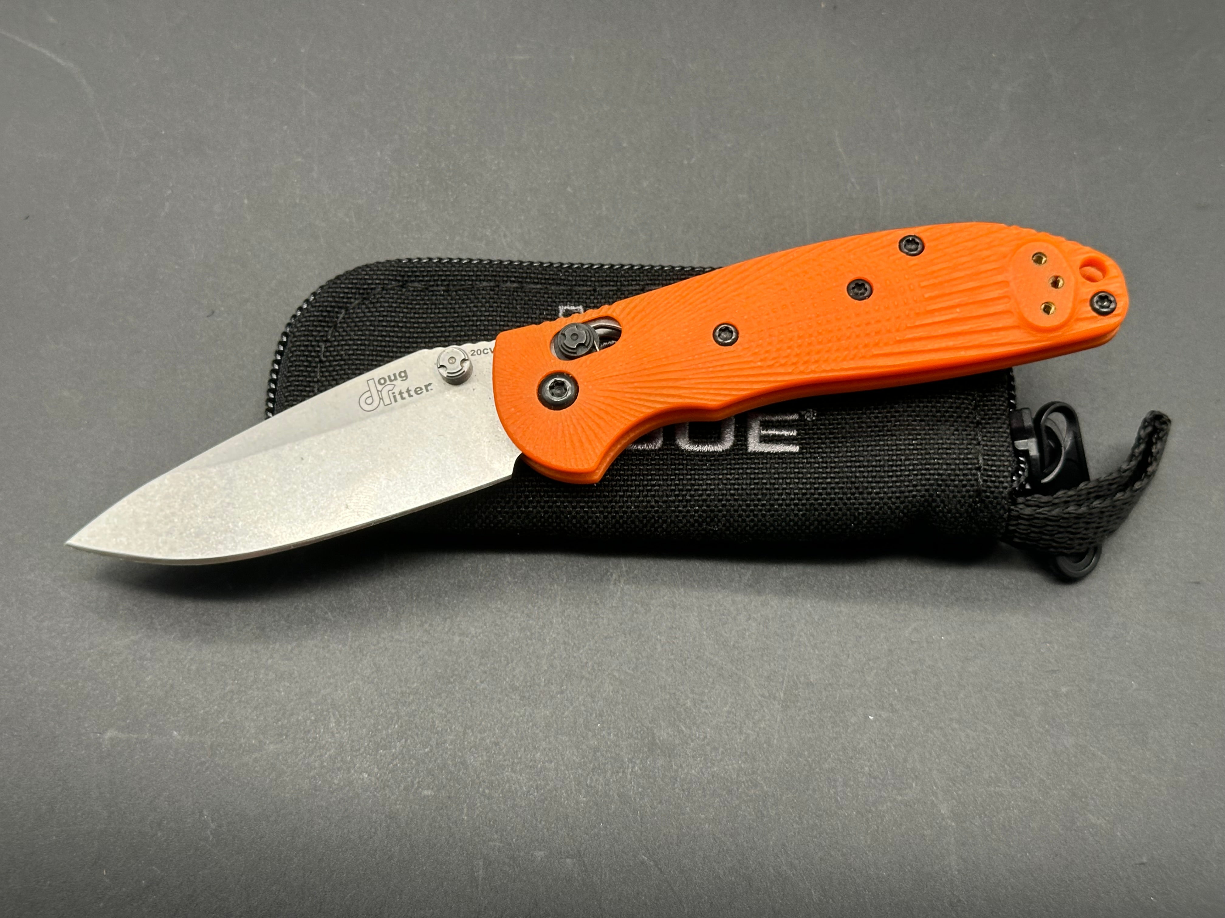 DOUG RITTER Mini RSK MK1 G2 Folding Pocket Knife - Orange Handle, Manual Open, EDC Gear for Camping, Hiking & Outdoor Adventures