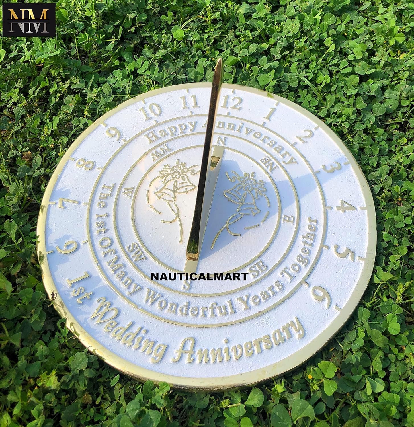 Nautical-Mart First Wedding Anniversary Sundial Gift - Unique 1st Year Marriage Present for Him, Her or Couples - Perfect for Romantic Celebrations & Home Decor