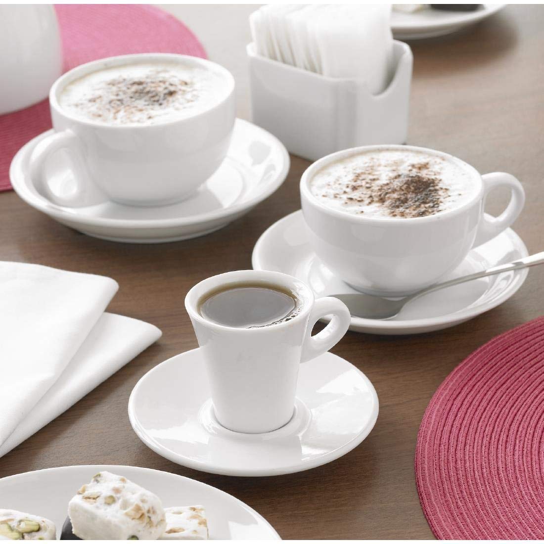 Premium White Ceramic Cappuccino Cups - 10oz (12-Pack) for Coffee, Tea & Hot Beverages - Perfect for Home, Office & Cafes