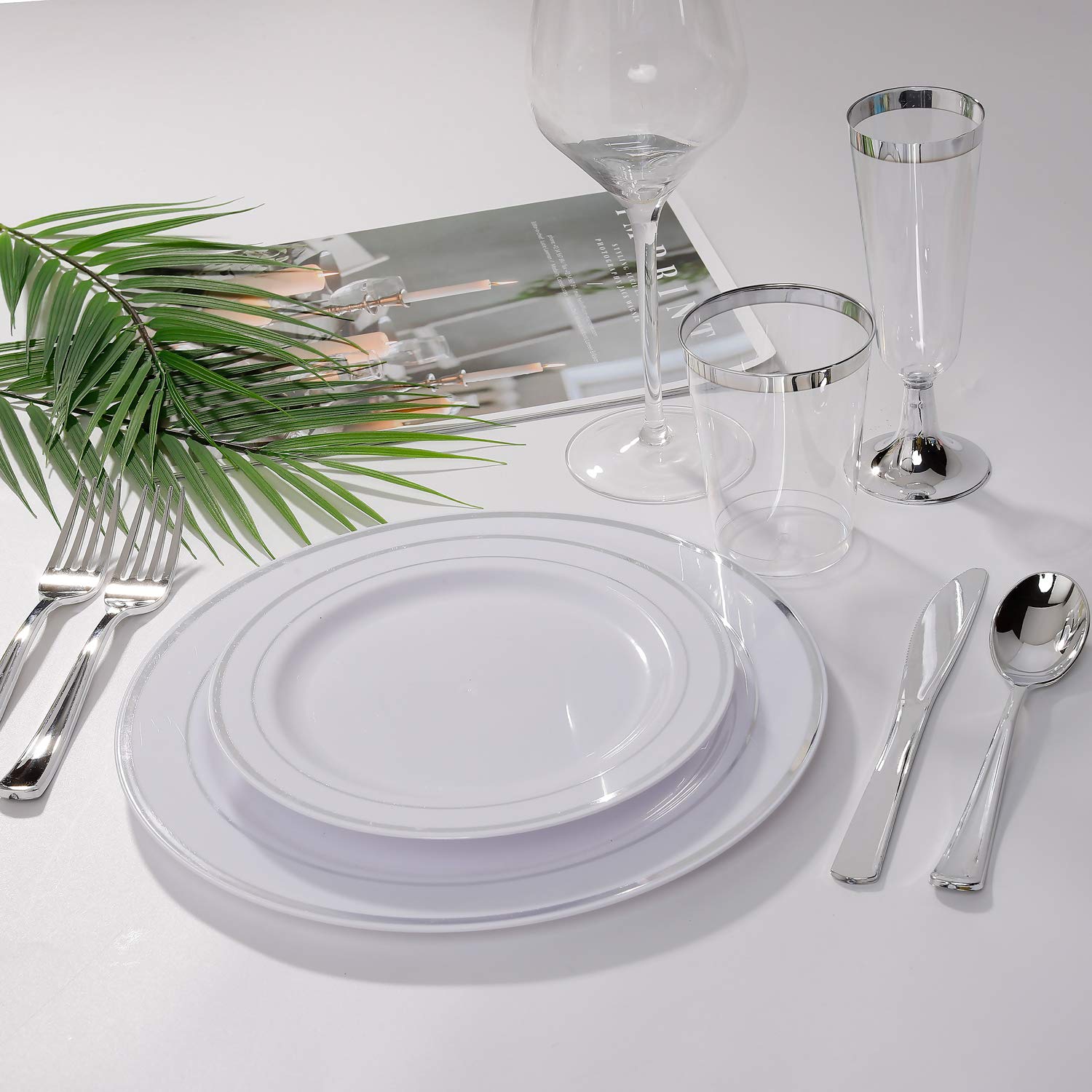 30 Pack Pre-Rolled Napkins with Silver Plastic Cutlery Set - Premium Disposable Silverware Kit (30 Forks, 30 Knives, 30 Spoons, 30 Napkins) - Perfect for Parties, Picnics, Catering & Events