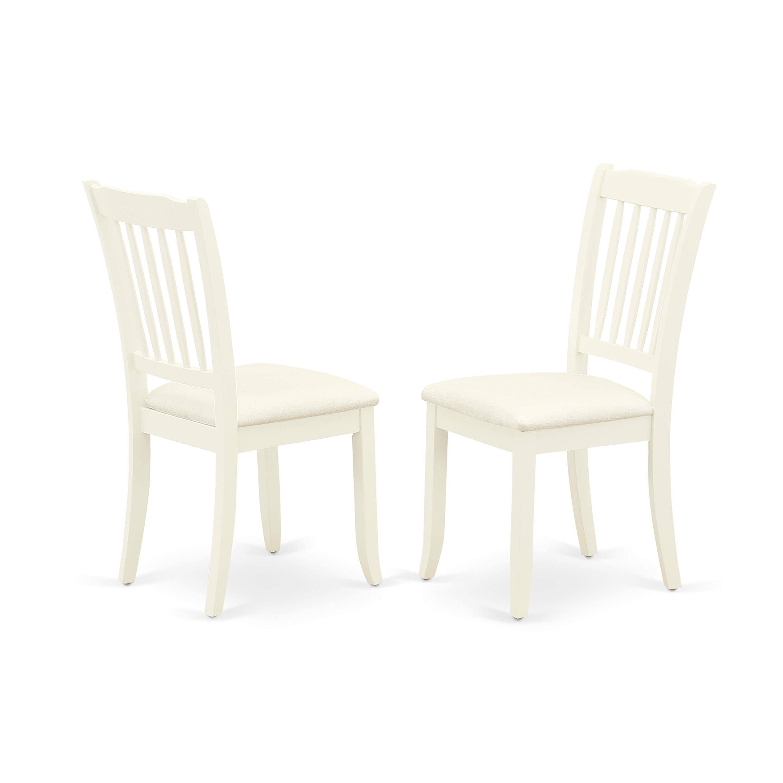 East West Furniture LGDA5-LWH-C 5-Piece White Linen Dining Set with Extendable Table & 4 Upholstered Chairs, 42x84 Inch - Perfect for Small Kitchens, Breakfast Nooks & Compact Dining Spaces