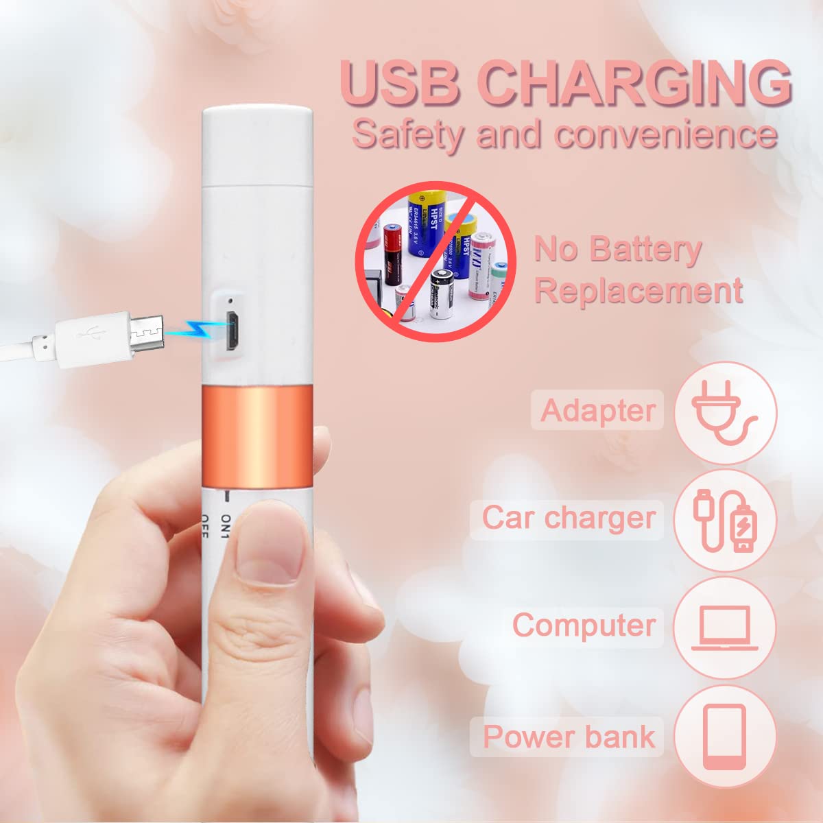 2 in 1 Rechargeable Nose & Ear Hair Trimmer for Men and Women - Painless Waterproof Eyebrow & Facial Hair Grooming Kit with Dual Edge Blades - Easy Clean White Trimmer for Travel, Home & Personal Care