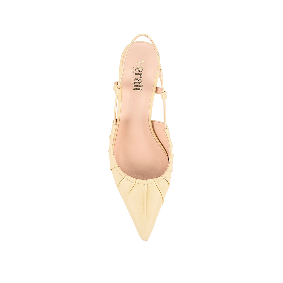 Lucius Slingback Kitten Heels - Butter Cream Color | Comfortable Low Block Heels for Women | Perfect for Office, Wedding & Summer Outfits