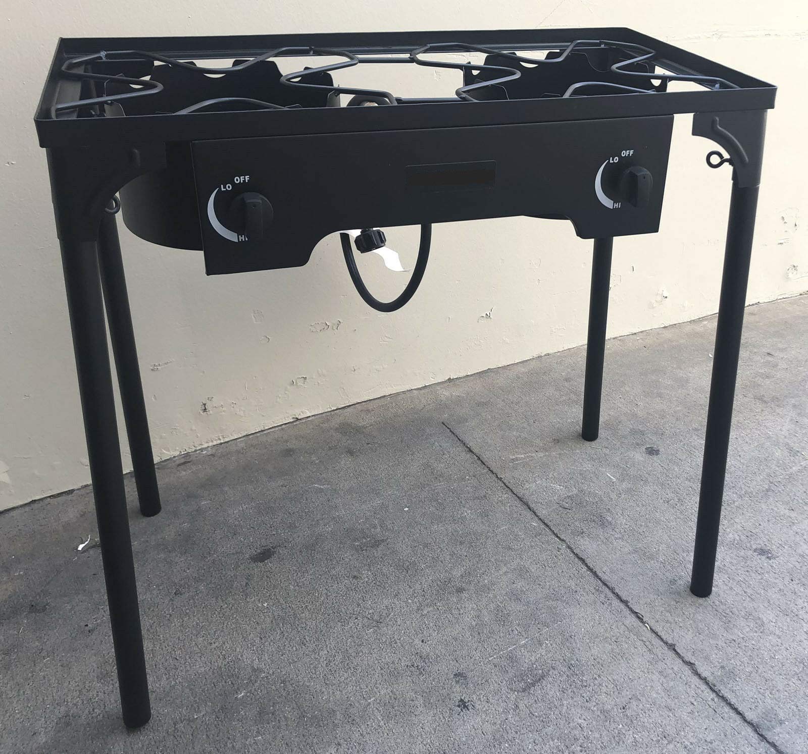 Heavy Duty Cast Iron Free Standing LP Propane Double Burner Outdoor Cooking Stove - Perfect for Camping, Backyard BBQs, and Tailgating Parties