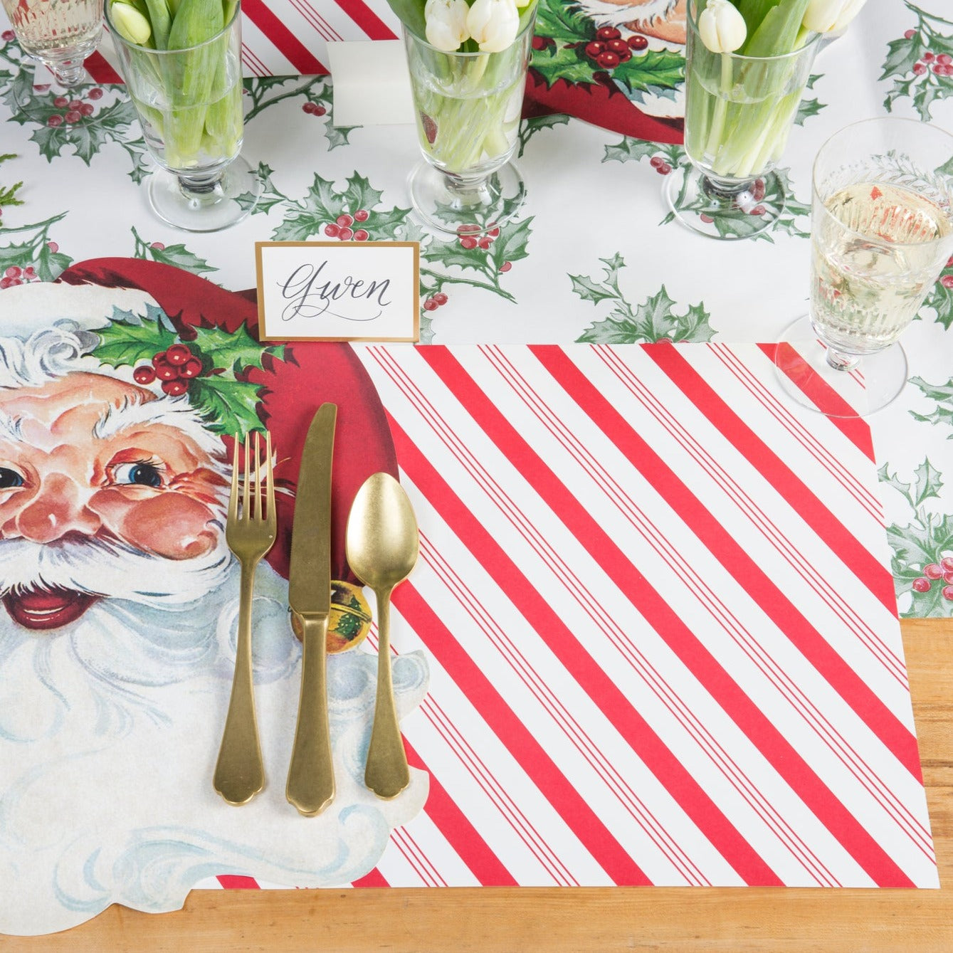 Colorful Candy Stripe Placemats Set of 4 - Waterproof PVC Table Mats for Dining, Kitchen, Party & Picnic - Easy to Clean Decorative Place Settings for Home & Restaurant Use