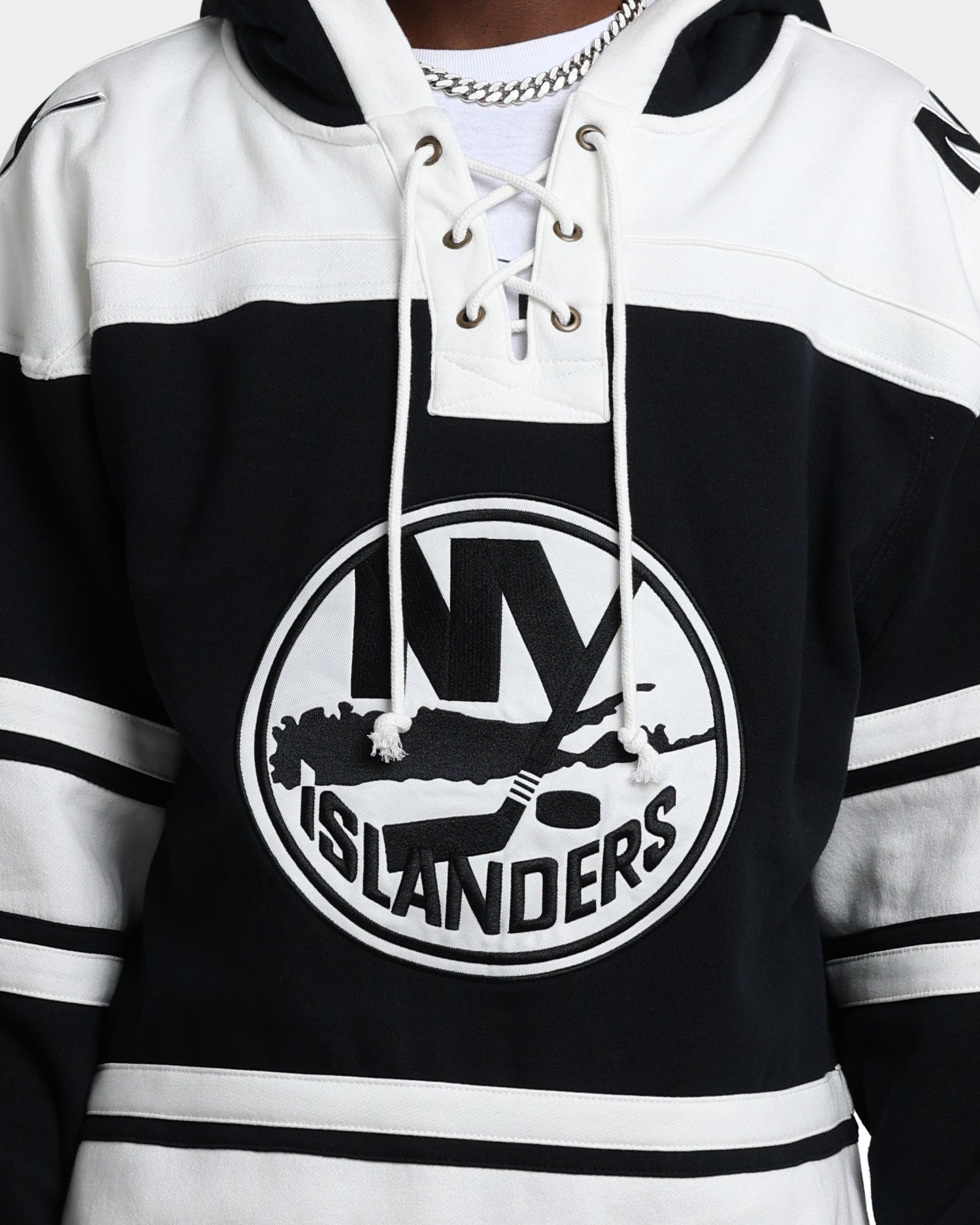 47 Brand New York Islanders Superior Lacer Hoodie - Men's NHL Hockey Pullover Sweatshirt (Jet Black) - Perfect for Game Day, Casual Wear & Fan Apparel
