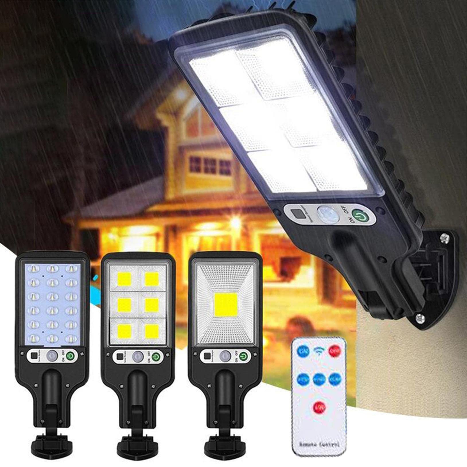 Solar Powered Outdoor Security Lights with Motion Sensor - IP65 Waterproof LED Flood Light, Dusk to Dawn Auto On/Off, 3 Lighting Modes & Remote Control - Perfect for Parking Lots, Driveways, Gardens & Backyards