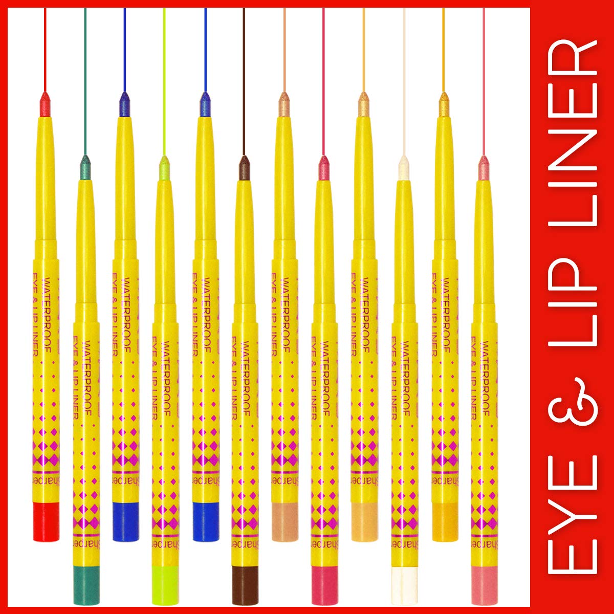 Adbeni Waterproof Eye & Lip Liner Set - 12 Vibrant Colors for Long-Lasting Makeup | Perfect for Parties, Weddings & Everyday Wear