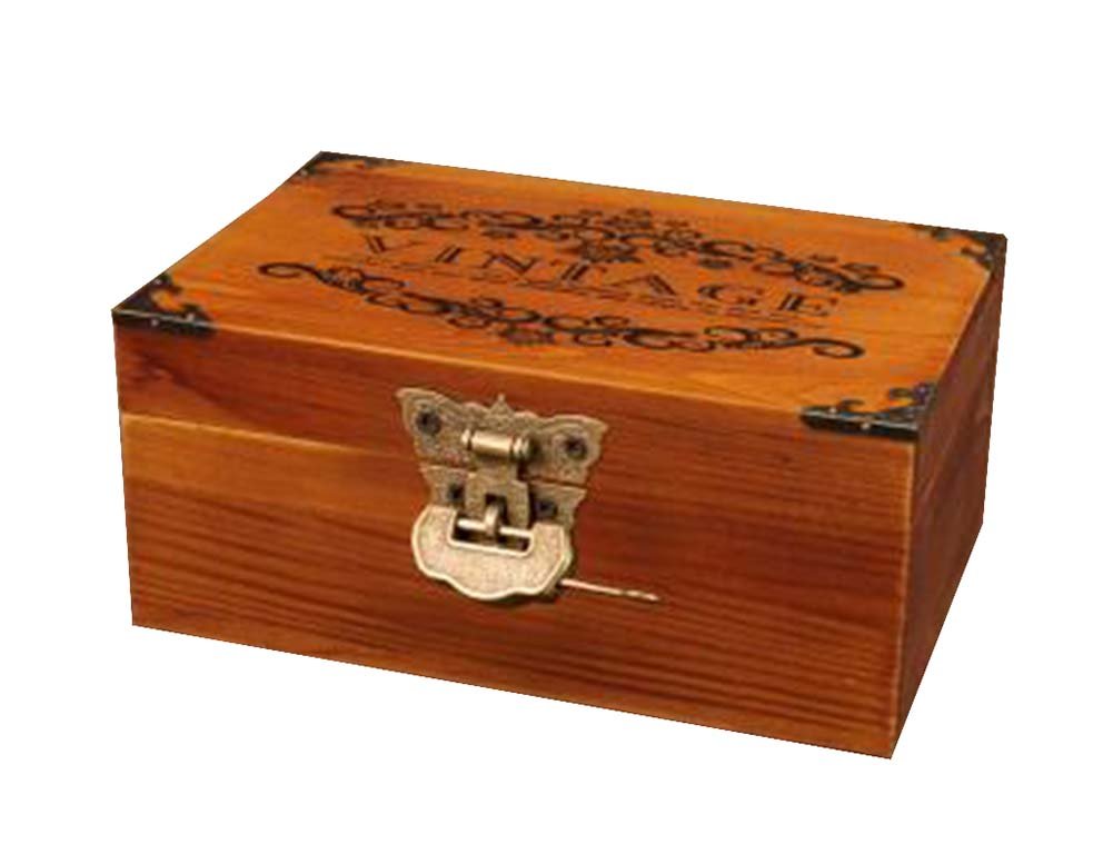 Vintage Lockable Wooden Box - Desktop Storage Organizer, Piggy Bank & Jewelry Box with Retro Lock - Perfect for Home Office, Cash Savings & Valuables Storage