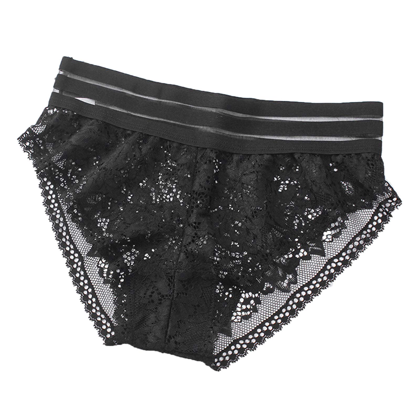 Aolity Women's Lace Panties - Mid Waist Sexy Hollow Mesh Cotton Underwear - Comfortable Briefs for Everyday Wear & Romantic Occasions