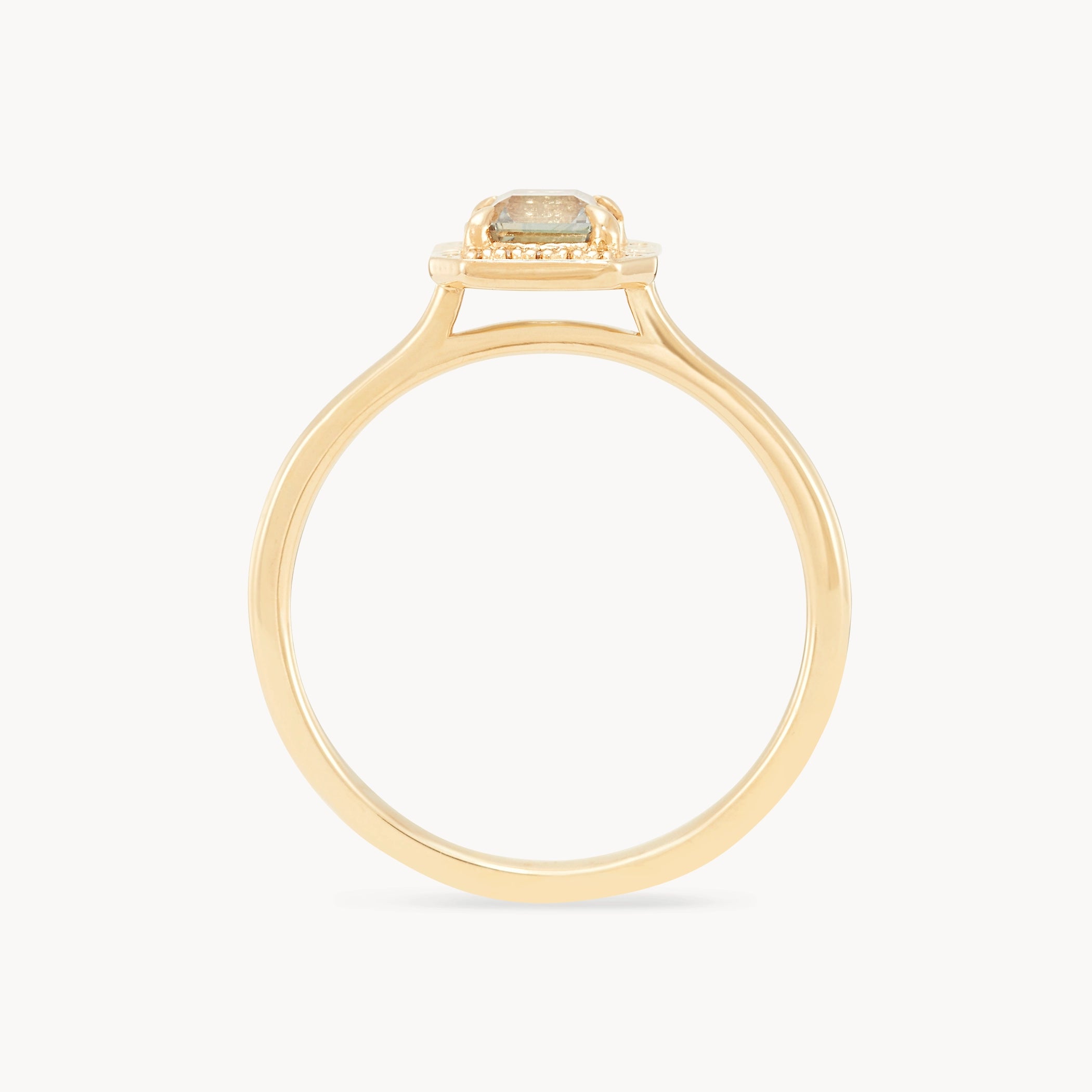 Unique Cosmic Waltz 14K Yellow Gold Cushion Cut Sapphire Ring – Elegant Handmade Jewelry for Weddings, Anniversaries & Special Occasions