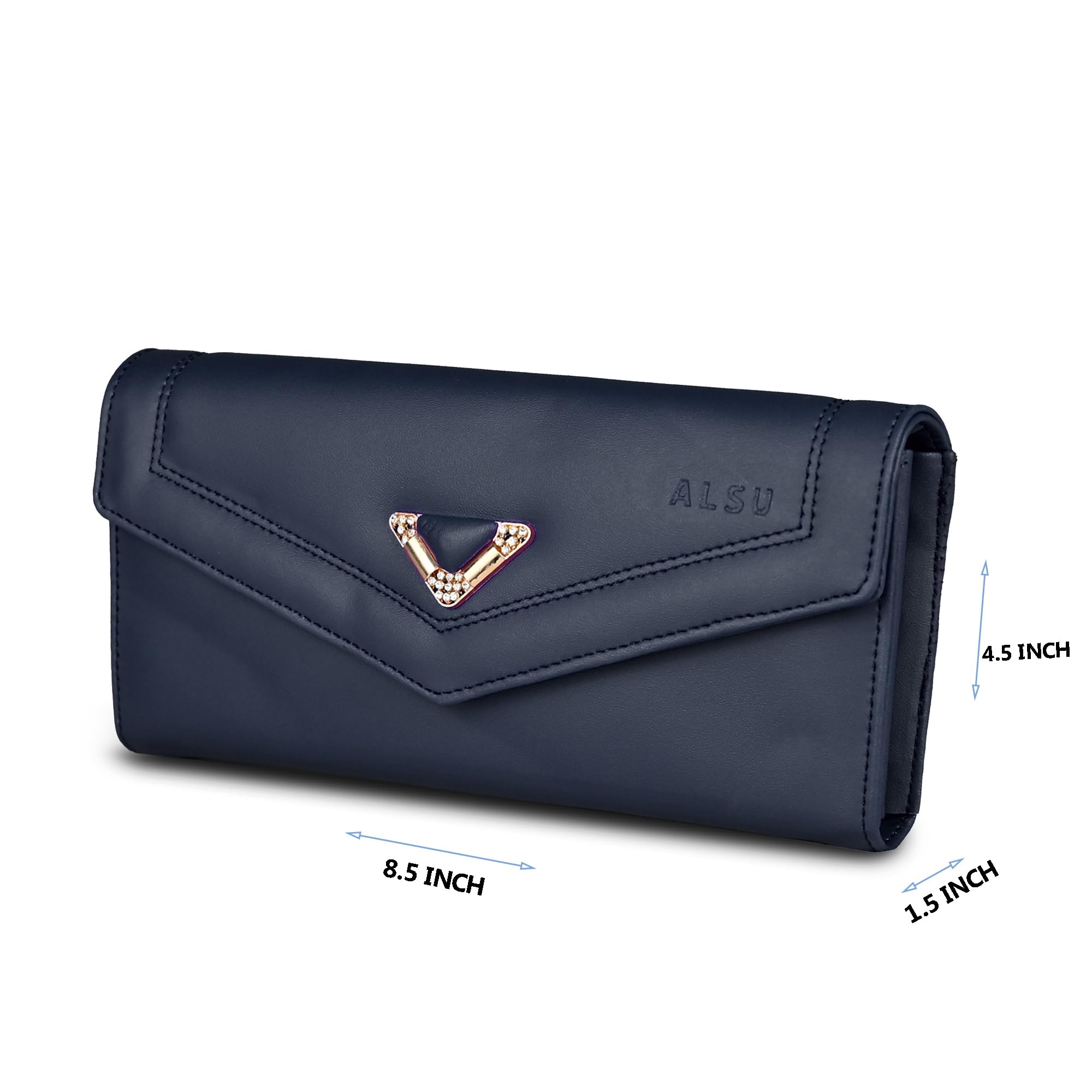 ALSU Women's Wallet with Phone Pocket & Card Slots - Stylish Clutch Purse for Cash, Coins, and Credit Cards | Perfect for Parties, Shopping, and Everyday Use (Blue)