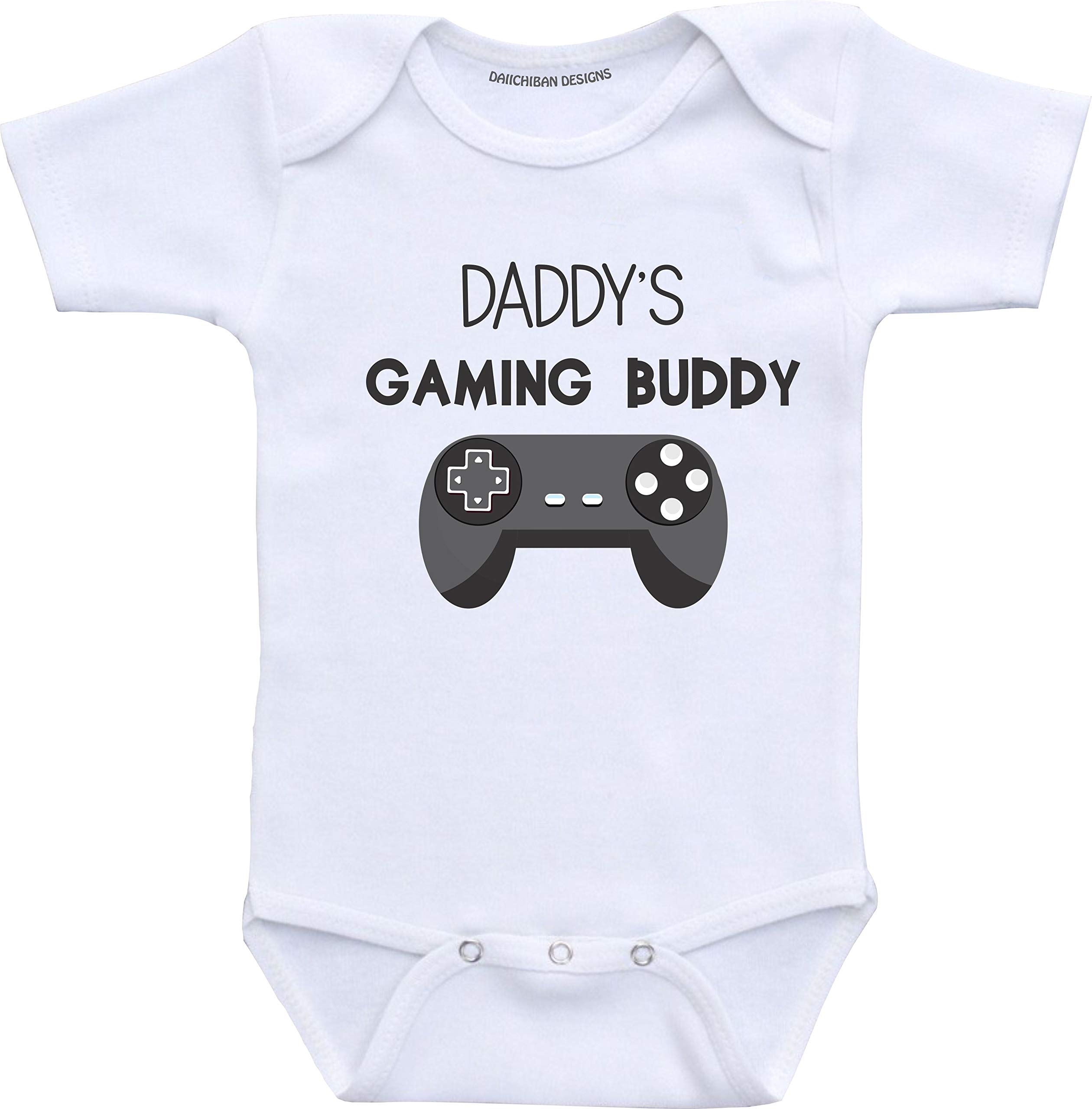 Dad's Gaming Buddy Video Game Nerdy Baby Onesie - Geeky Infant Creeper for Gamers & Newborns - Perfect for Gaming Parties & Newborn Photo Shoots