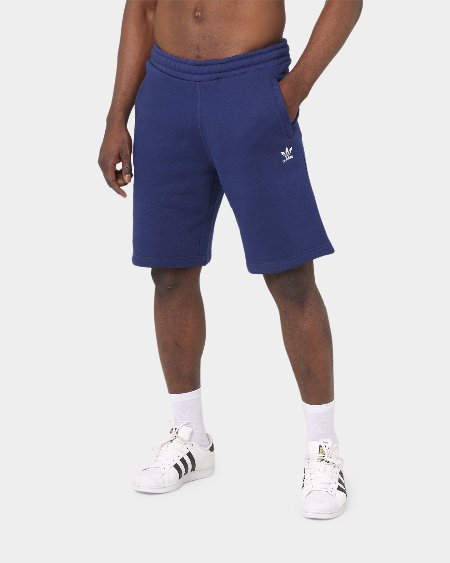 Adidas Essential Trefoil Shorts for Men - Comfortable Athletic Running Shorts with Pockets - Perfect for Gym, Jogging & Casual Wear - Night Sky Blue