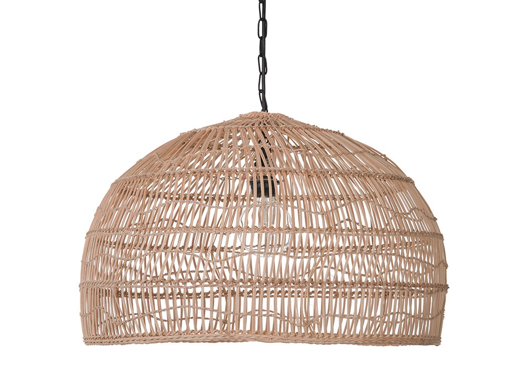 KOUBOO Open Weave Rattan Pendant Light - Modern Dome Ceiling Lamp with Natural Cane Weaving for Kitchen, Dining Room, Bedroom & Hallway | Boho Chic Home Decor Lighting Fixture | Perfect for Farmhouse, Coastal & Bohemian Interior Design Styles