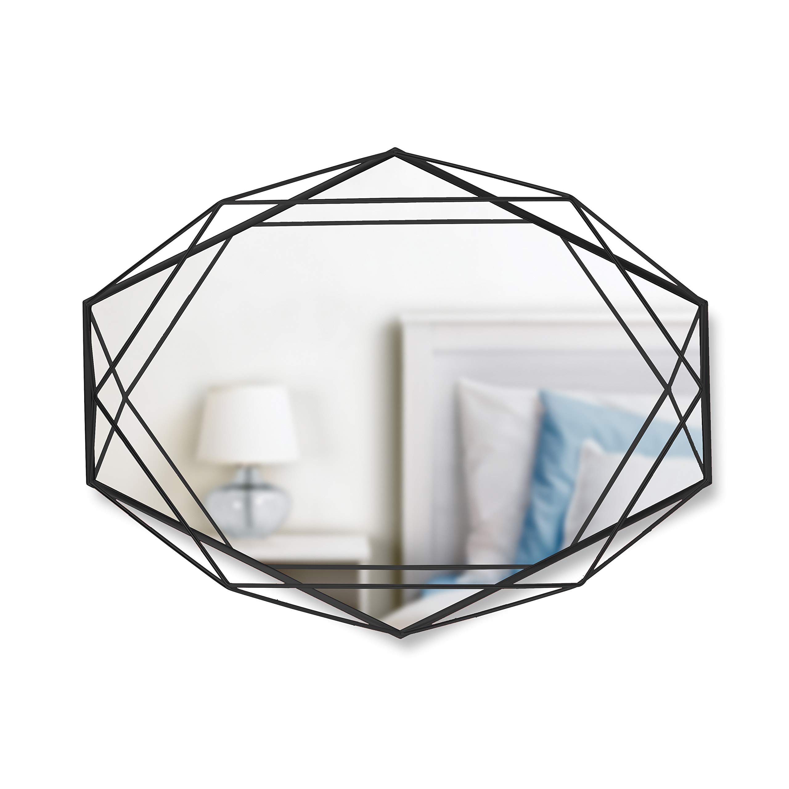 Umbra Prisma Modern Geometric Oval Mirror - 22x17 Inch Black Wall Decor for Bedroom, Bathroom, Living & Dining Room | Stylish Home Accent for Vanity, Entryway & Hallway Decor