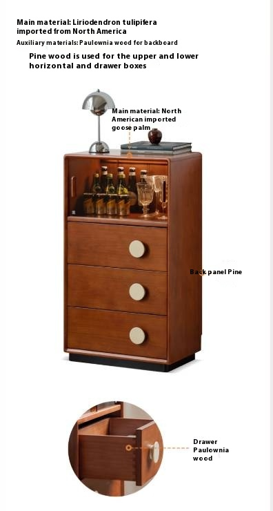 Antique Style Poplar Solid Wood Side Cabinet for Living Room, Bedroom & Entryway - Rustic Floor Storage Organizer with Drawers & Shelves