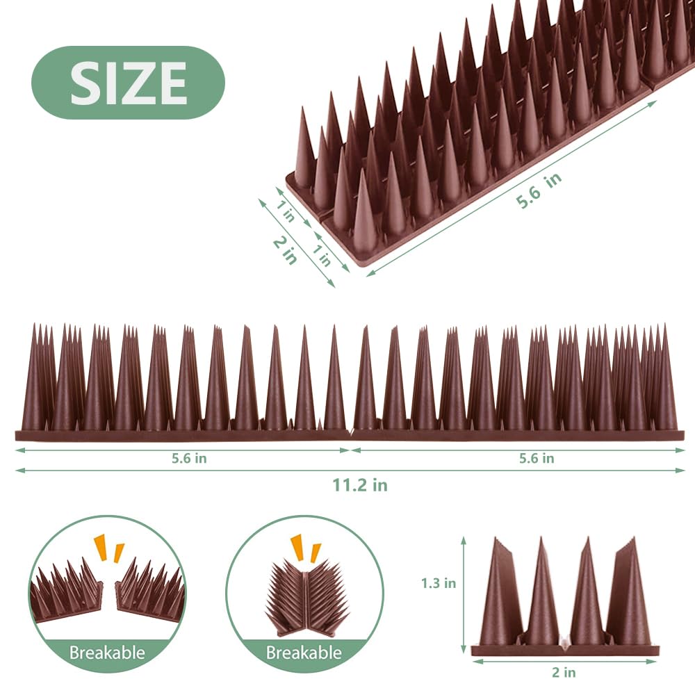 20 Pack Bird Spikes - Heavy Duty Bird Deterrent Spikes for Pigeons, Squirrels, Raccoons & Cats | Outdoor Pest Control for Roofs, Fences, Balconies & Ledges | Keep Birds Away from Your Property Safely & Humanely