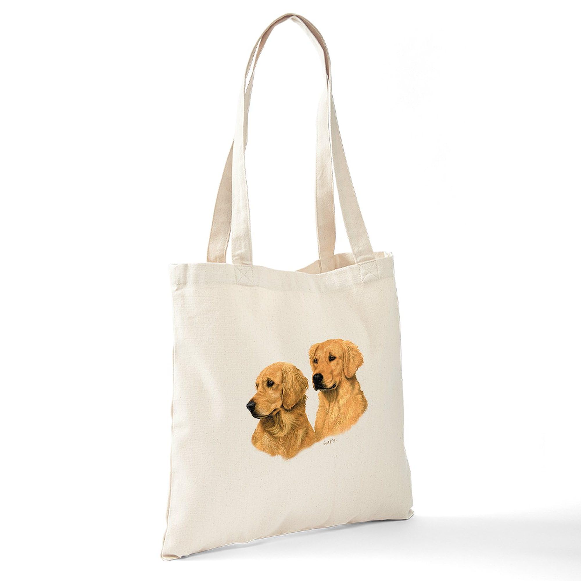 Golden Retriever Tote Bag - Natural Canvas Reusable Shopping Bag for Groceries, Beach & Everyday Use | Cute Dog Lover Gift