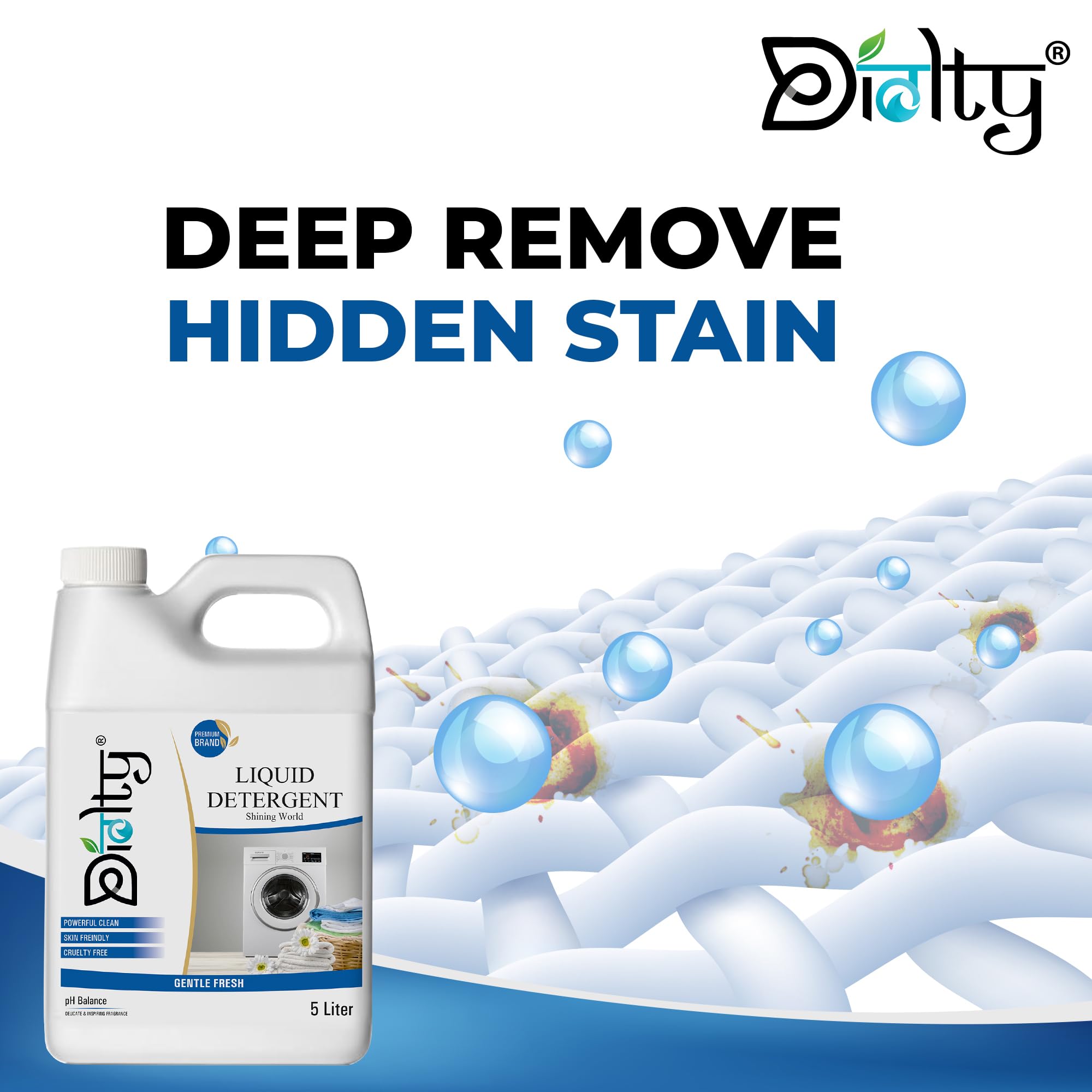 Diolty Liquid Laundry Detergent - 5L Eco-Friendly, Biodegradable & Non-Toxic for Top Load & Front Load Washing Machines | Fresh Scent | Perfect for Families, College Dorms & RV Travel