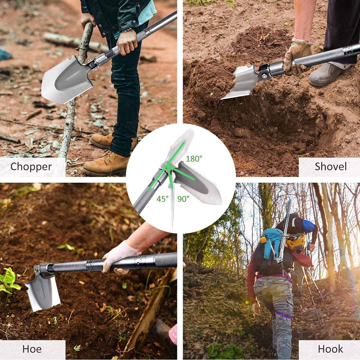 23-in-1 Multi-Purpose Folding Military Shovel - Ultimate Survival Tool for Camping, Hiking, Fishing & Hunting | Compact Entrenching Spade for Outdoor Adventures & Car Emergencies | Perfect for Wilderness Survival, Gardening & Off-Roading