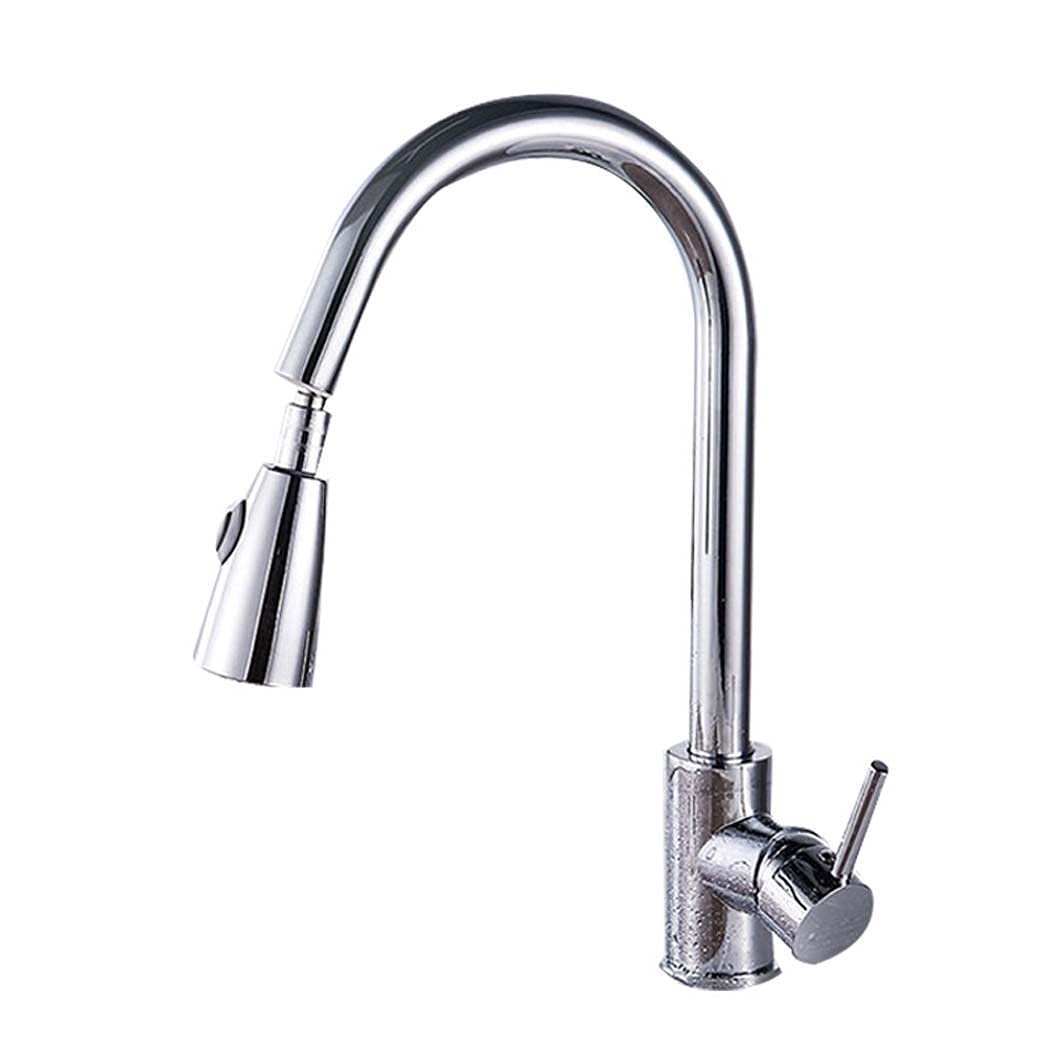 Gbyao Single Hole Pull Out Kitchen Faucet with Flow Nozzle, Chrome/Black Finish, Ideal for Modern Sink Installations in Home Kitchens