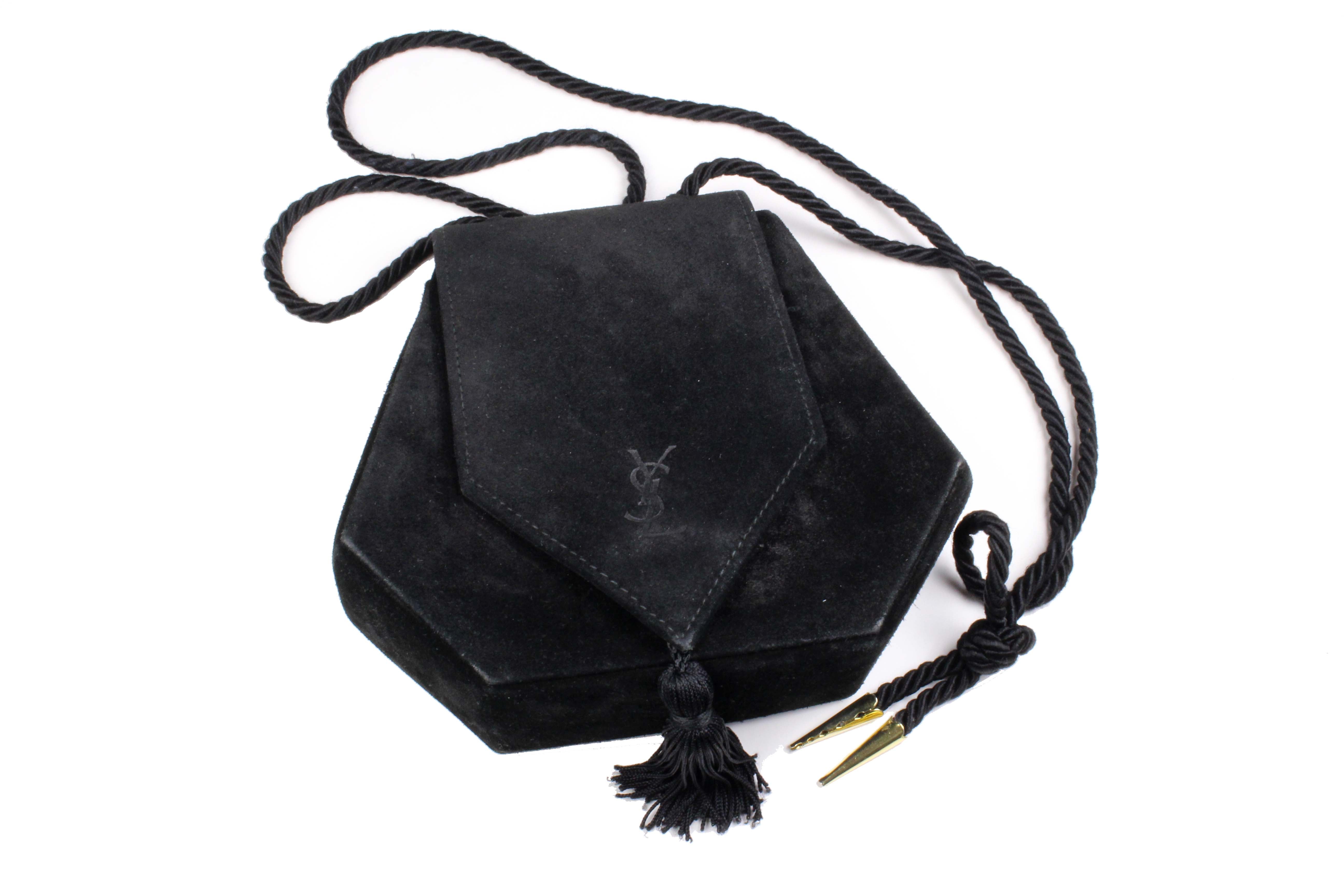 Vintage YVES SAINT LAURENT 1970s Opera Ballet Russes Collection Suede Handbag - Perfect for Evening Events, Theater Outings & Luxury Fashion Collectors