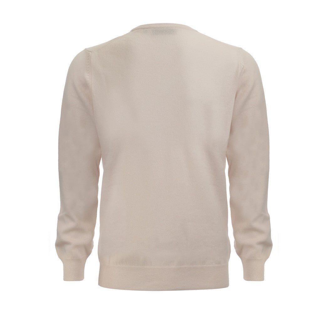 Luxury Henry Sartorial 100% Cashmere Sweater - Soft Crew Neck Knit Pullover for Men & Women - 12GG Cream - Perfect for Winter, Office & Casual Wear