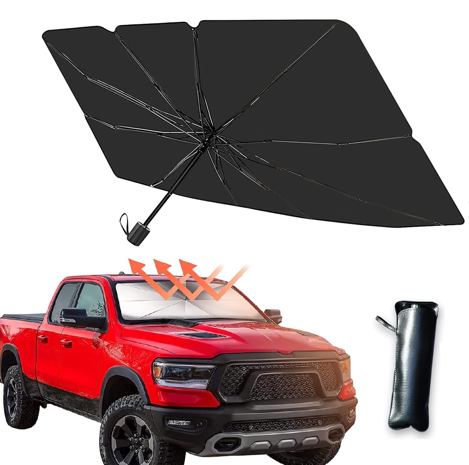 Foldable Car Windshield Sun Shade Umbrella - Universal Fit for Sedan, SUV & Pickup Truck - UV Protection Car Window Shades & Front Windshield Sunshade Accessories - Perfect for Summer Parking & Road Trips