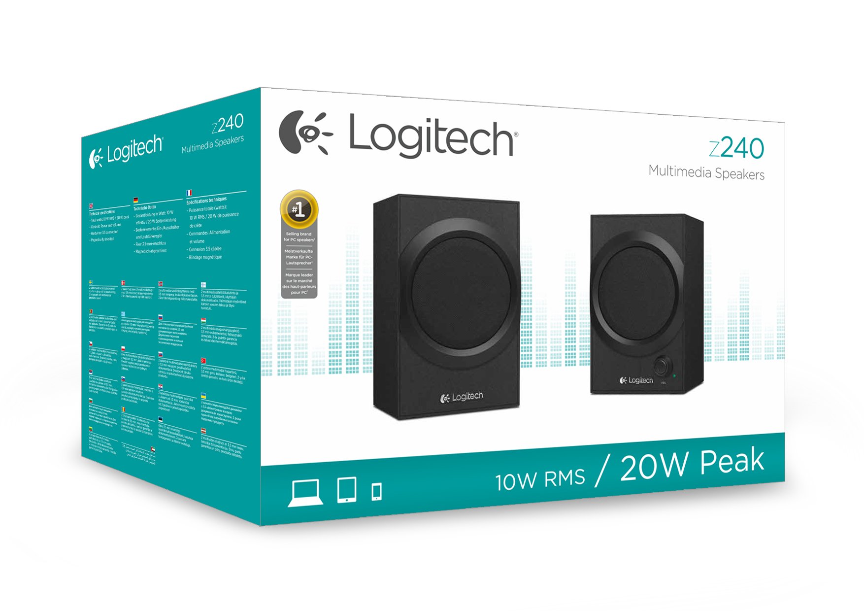 Logitech Z240 Multimedia Speakers for PC, Tablets & Smartphones - Compact Stereo Sound for Gaming, Movies & Music - Home Office & Desktop Audio Solution