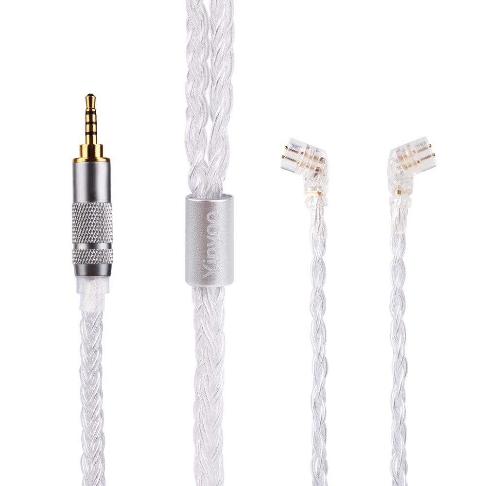 Yinyoo 16 Core Silver Plated Upgrade Cable for IEMs - 2.5mm/3.5mm/4.4mm Balanced & Unbalanced - Compatible with MMCX/2PIN/QDC Connectors - Perfect for Audiophiles, Musicians & Studio Monitoring