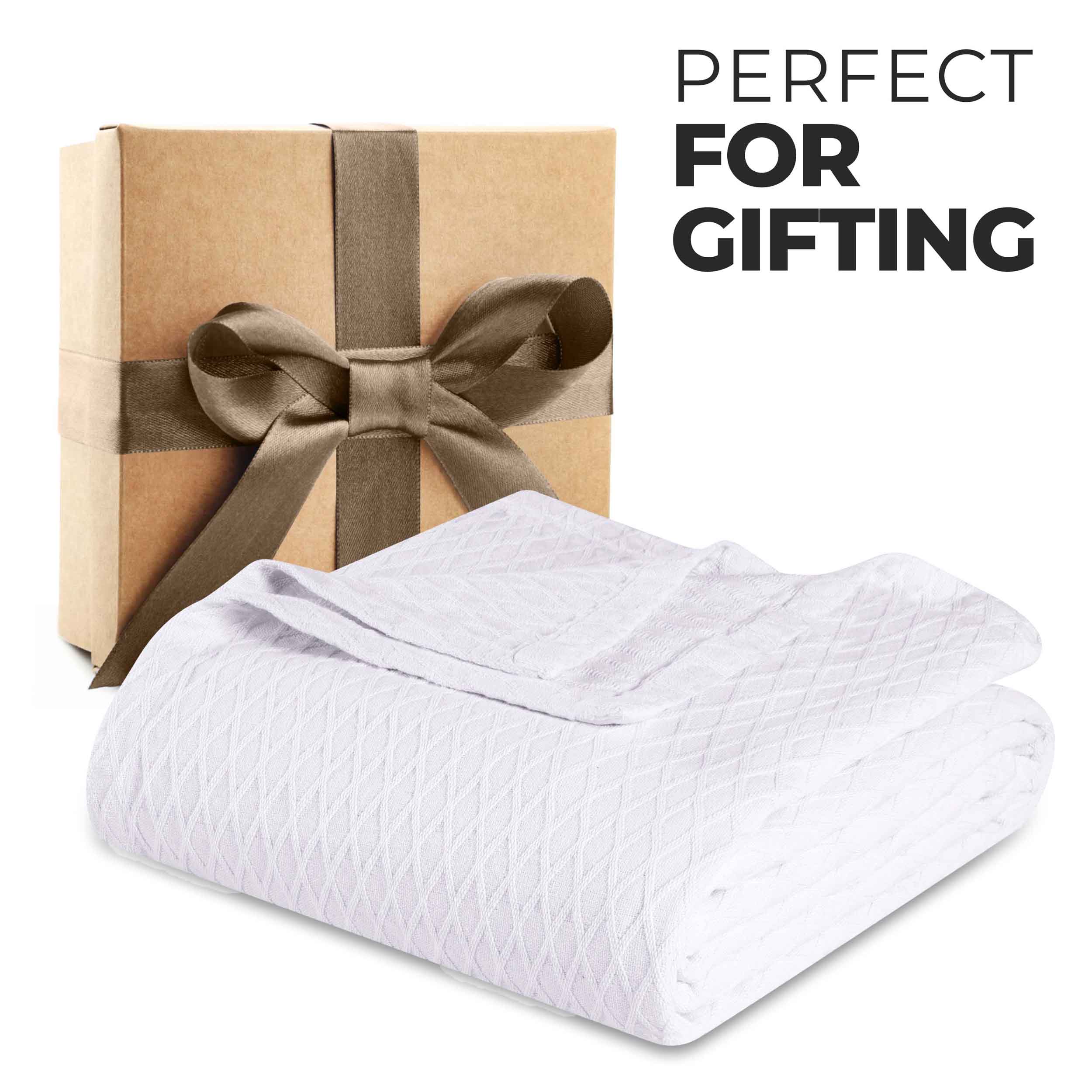 Premium Cotton All-Season Diamond Pattern Bed Blanket & Sofa Throw - Soft Cozy Blanket for Bedroom, Living Room, Travel and Gift Giving