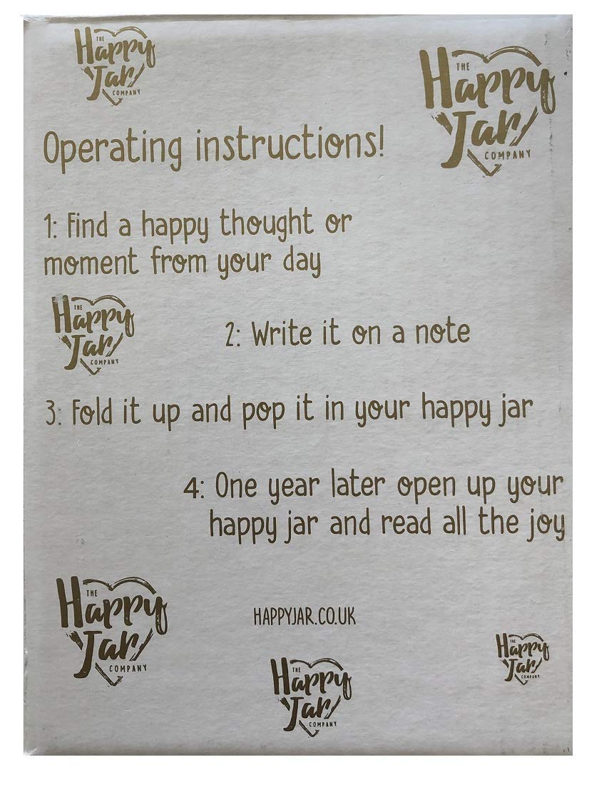 BWR Happy Jar with Notelets & Pencil - Collect & Preserve Happy Thoughts & Memories - Perfect for Gratitude Journaling, Positive Affirmations & Mindfulness Practice