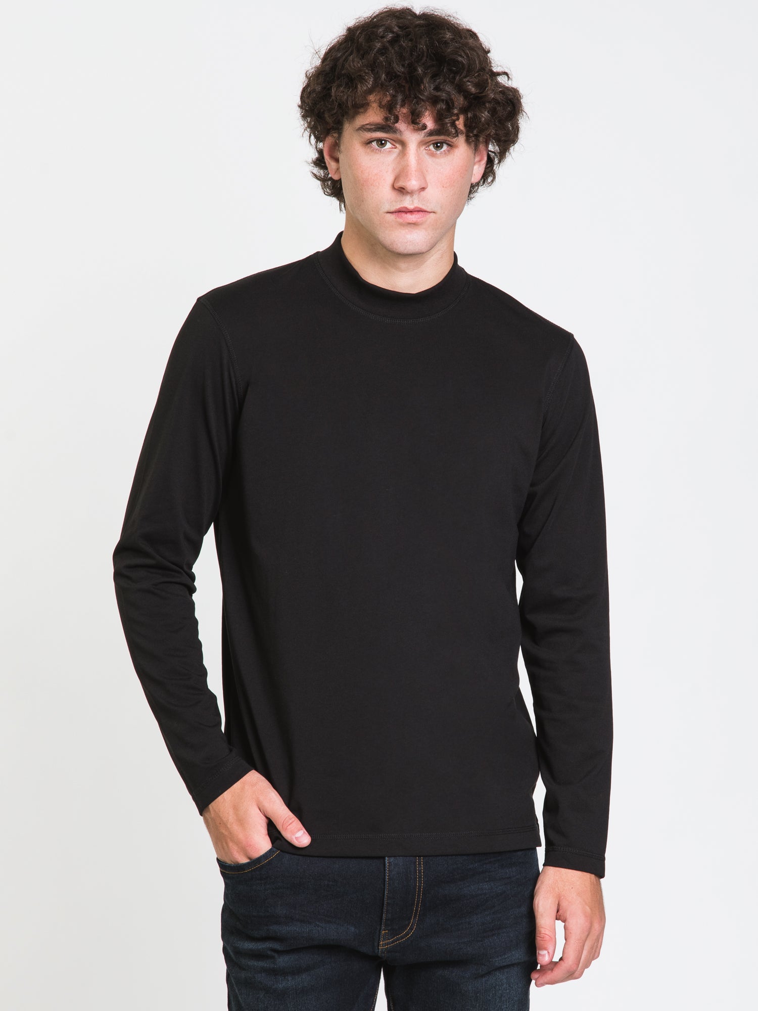 Boathouse Long Sleeve Mock Neck T-Shirt for Men & Women - Soft Cotton Crewneck Top for Casual Wear, Workout & Layering - Clearance Sale
