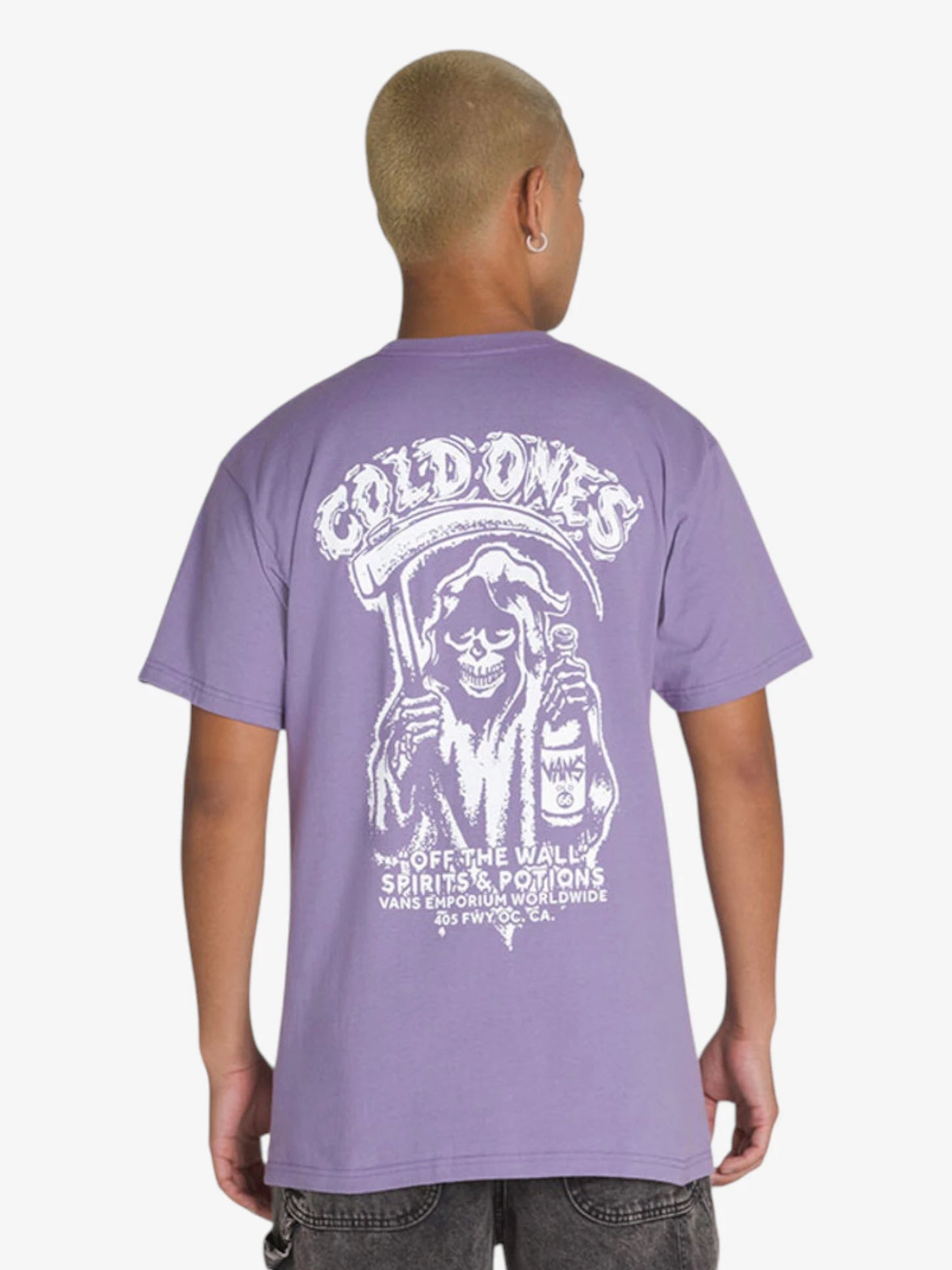 Vans Spirit World Short Sleeve T-Shirt for Men & Women - Purple Cotton Graphic Tee - Casual Streetwear for Skateboarding, Concerts & Everyday Wear