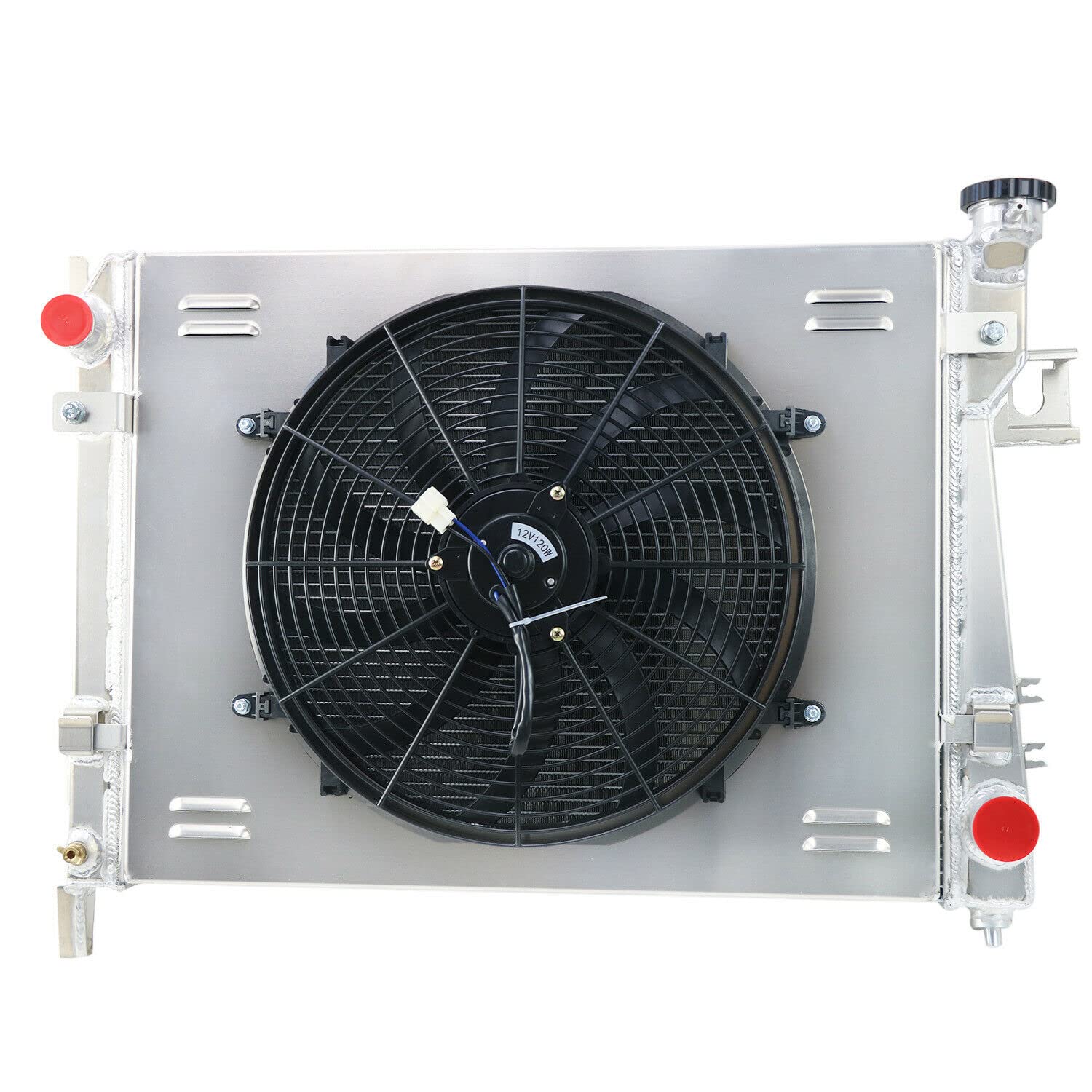 ALLOYWORKS Full Aluminum Radiator with Shroud Fan & Relay Kit for 2002-2008 Dodge Ram 1500/2500/3500 | 1993-2002 Chevy Camaro 3.7L-8.3L V6 V8 Engines | Heavy Duty Cooling Upgrade for Towing & Off-Road Performance