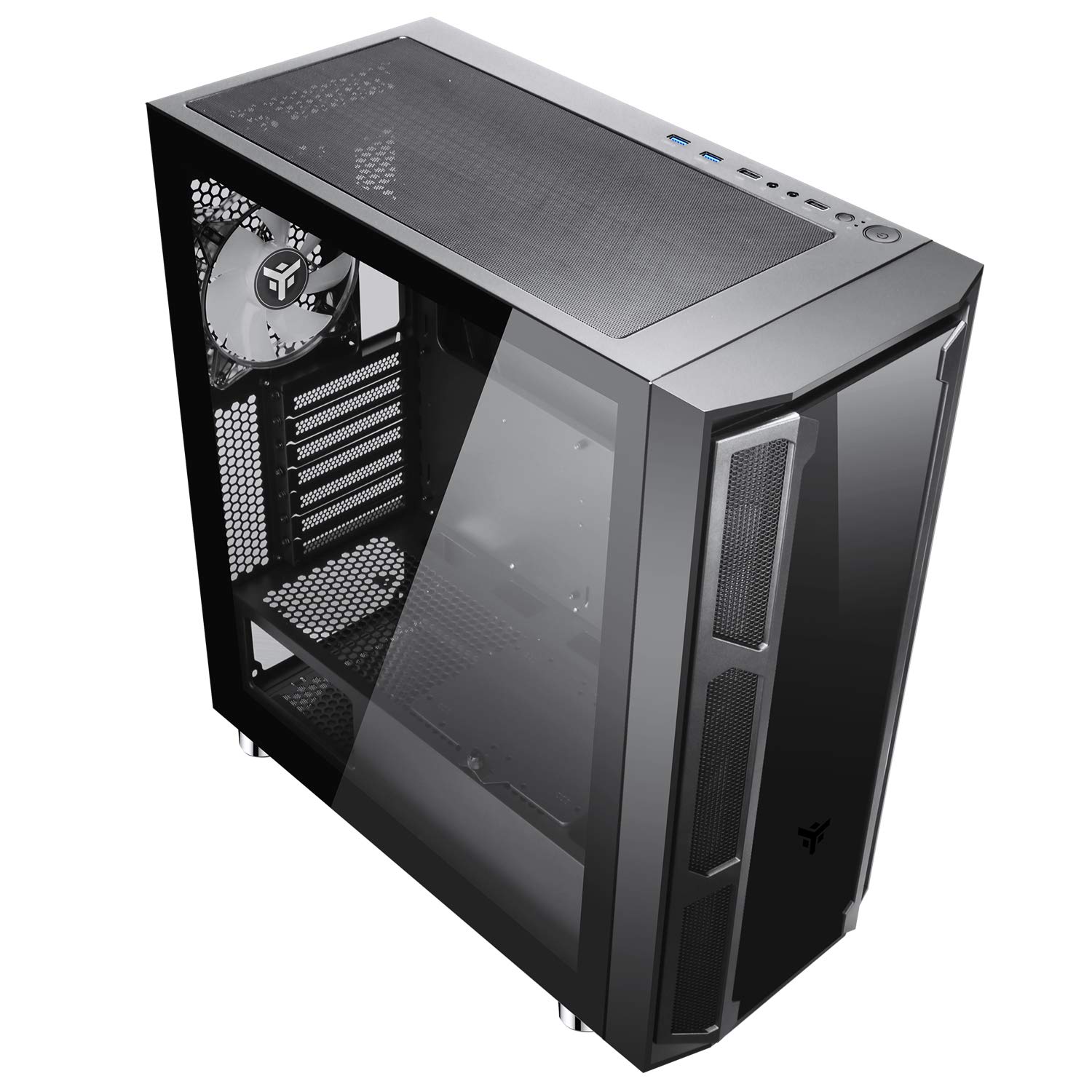 ITek MAJES 20 EVO Full Tower ATX Gaming PC Case - 2x200mm RGB Fans, USB 3.0, Tempered Glass Side & Front Panel - Black | Perfect for High-End Gaming Rigs & Custom PC Builds
