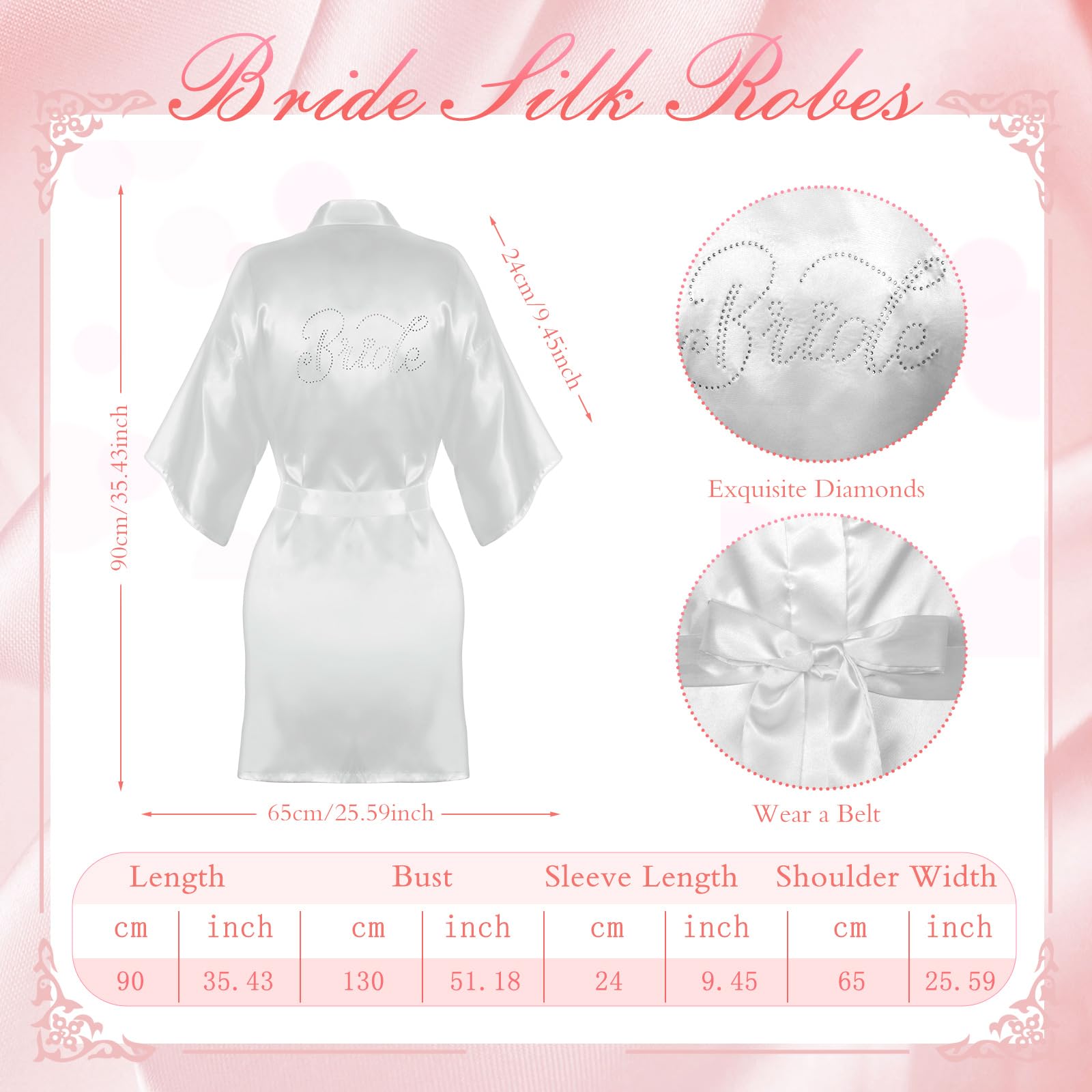 6-Piece Bridal Party Gift Set - White Satin Robe, Slippers, 20oz Tumbler, Canvas Tote Bag & Hair Accessories | Perfect for Weddings, Bachelorette Parties & Bridal Showers (Bride, Bridesmaids, Mother of the Bride Gifts)