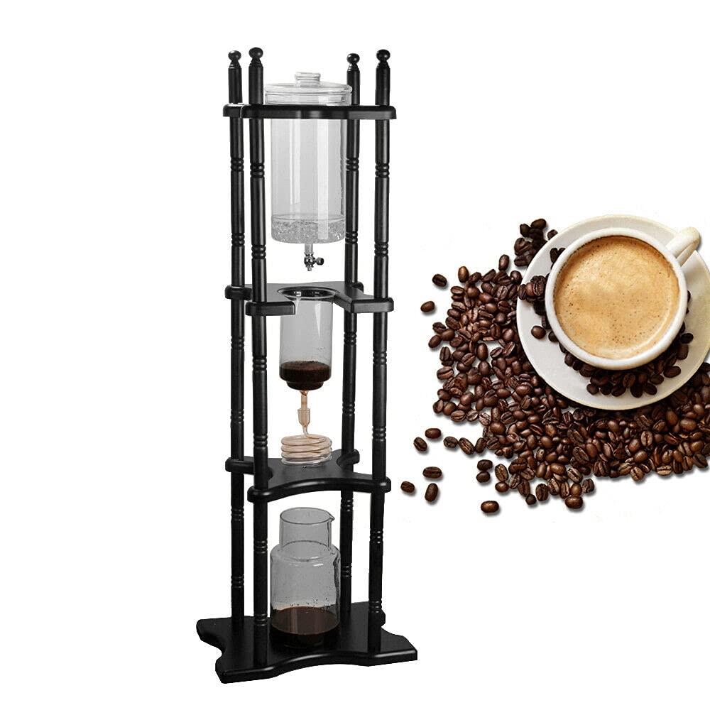 Premium Commercial Ice Coffee Maker - Cold Brew Coffee Tower for Home & Office - 18-20 Cup Capacity - Black Wooden Cold Drip Coffee Maker with 2500ml Large Capacity Solution Pot - Perfect for Cafés, Restaurants & Coffee Enthusiasts